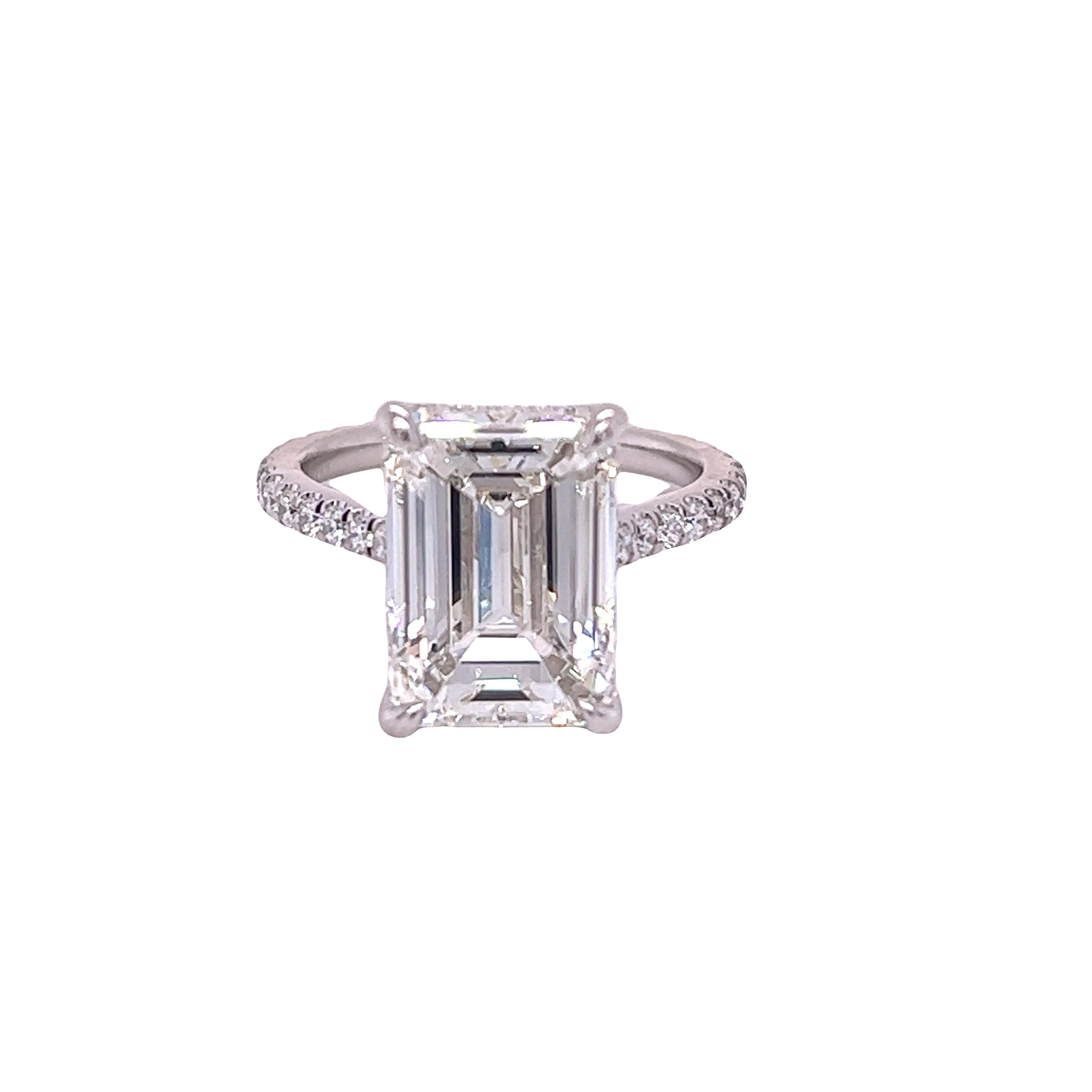 David Rosenberg 6.02 Carat Emerald Cut I VS1 GIA Diamond Engagement Ring 3