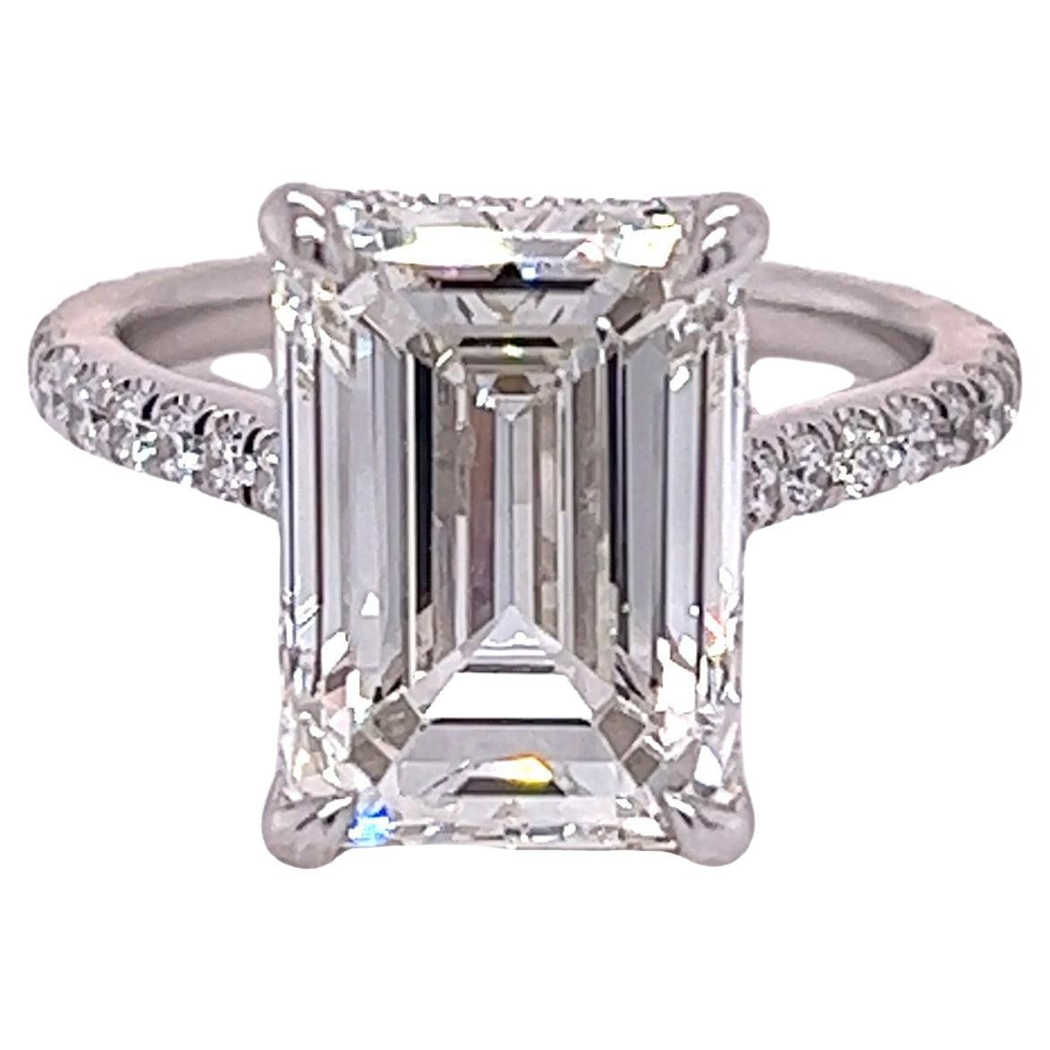 David Rosenberg 6.02 Carat Emerald Cut I VS1 GIA Diamond Engagement Ring