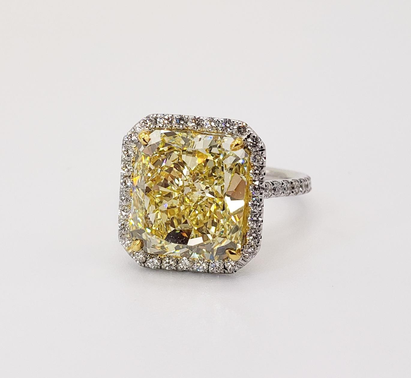 Radiant Cut David Rosenberg 6.02 Carat Radiant Fancy Yellow VS2 GIA Diamond Engagement Ring