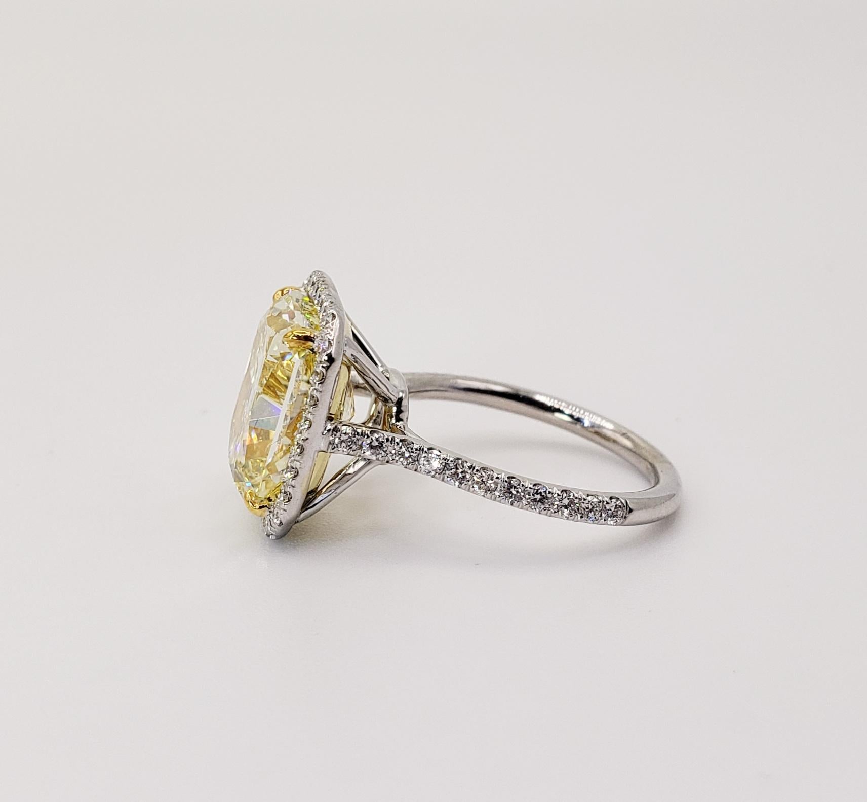 Women's David Rosenberg 6.02 Carat Radiant Fancy Yellow VS2 GIA Diamond Engagement Ring