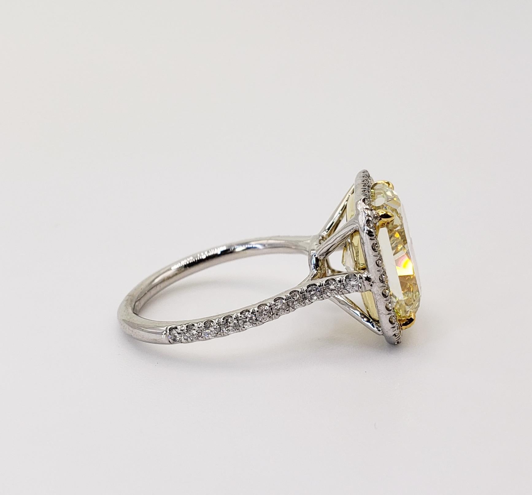 David Rosenberg 6.02 Carat Radiant Fancy Yellow VS2 GIA Diamond Engagement Ring 2