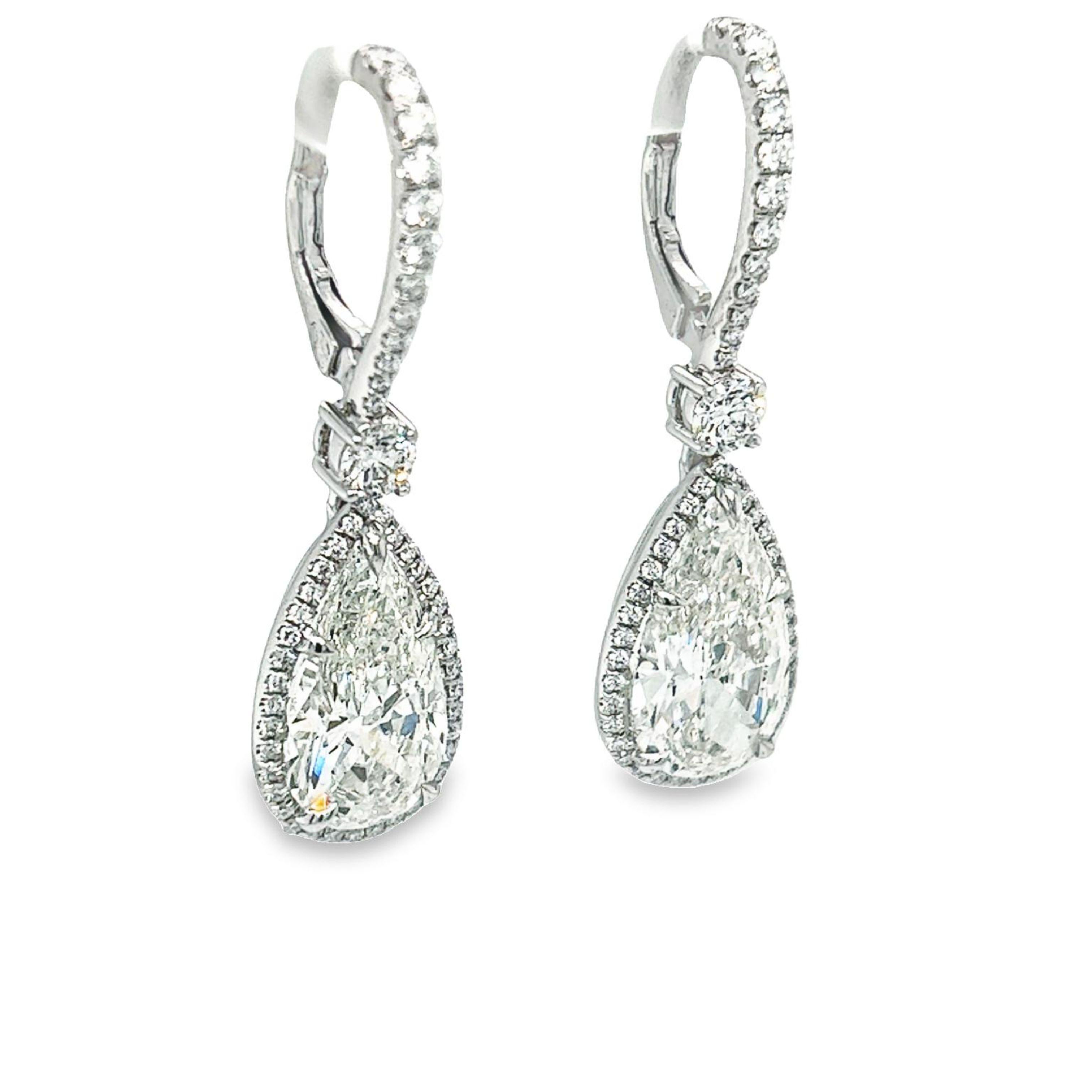 David Rosenberg 6.07 Carat Pear Shape GIA Drop Dangle Diamond Earrings For Sale 6