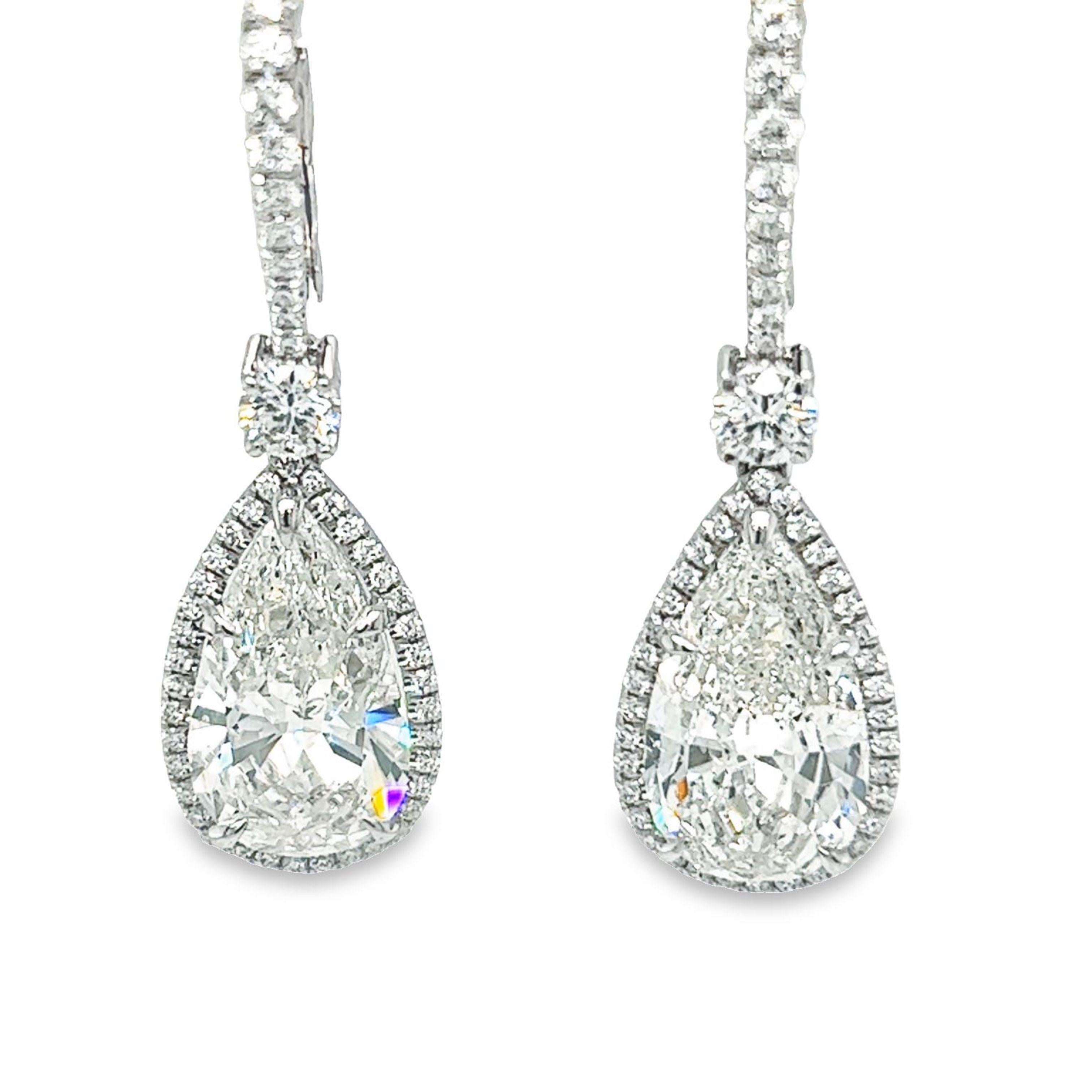 David Rosenberg 6.07 Carat Pear Shape GIA Drop Dangle Diamond Earrings For Sale 7