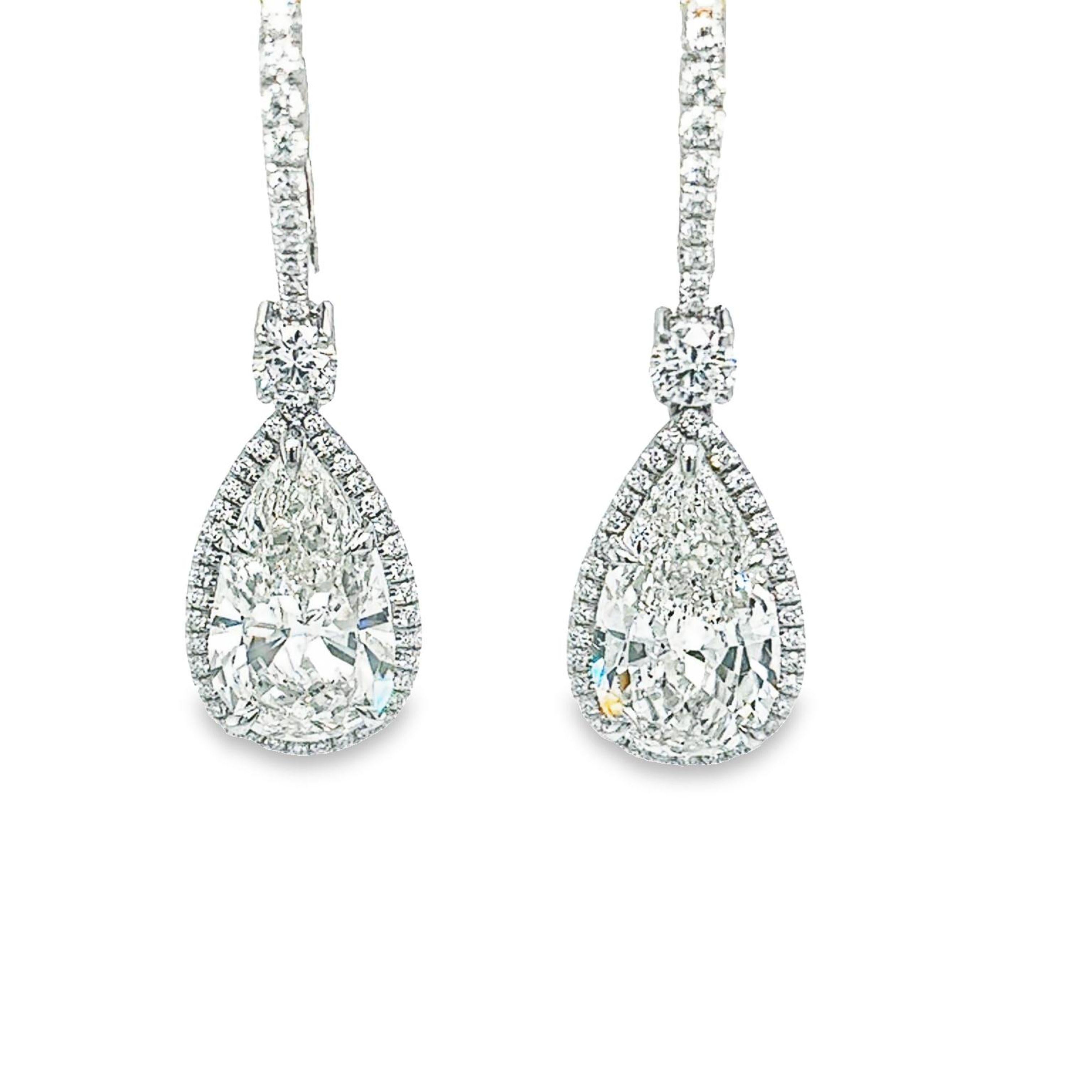 David Rosenberg 6.07 Carat Pear Shape GIA Drop Dangle Diamond Earrings For Sale 8