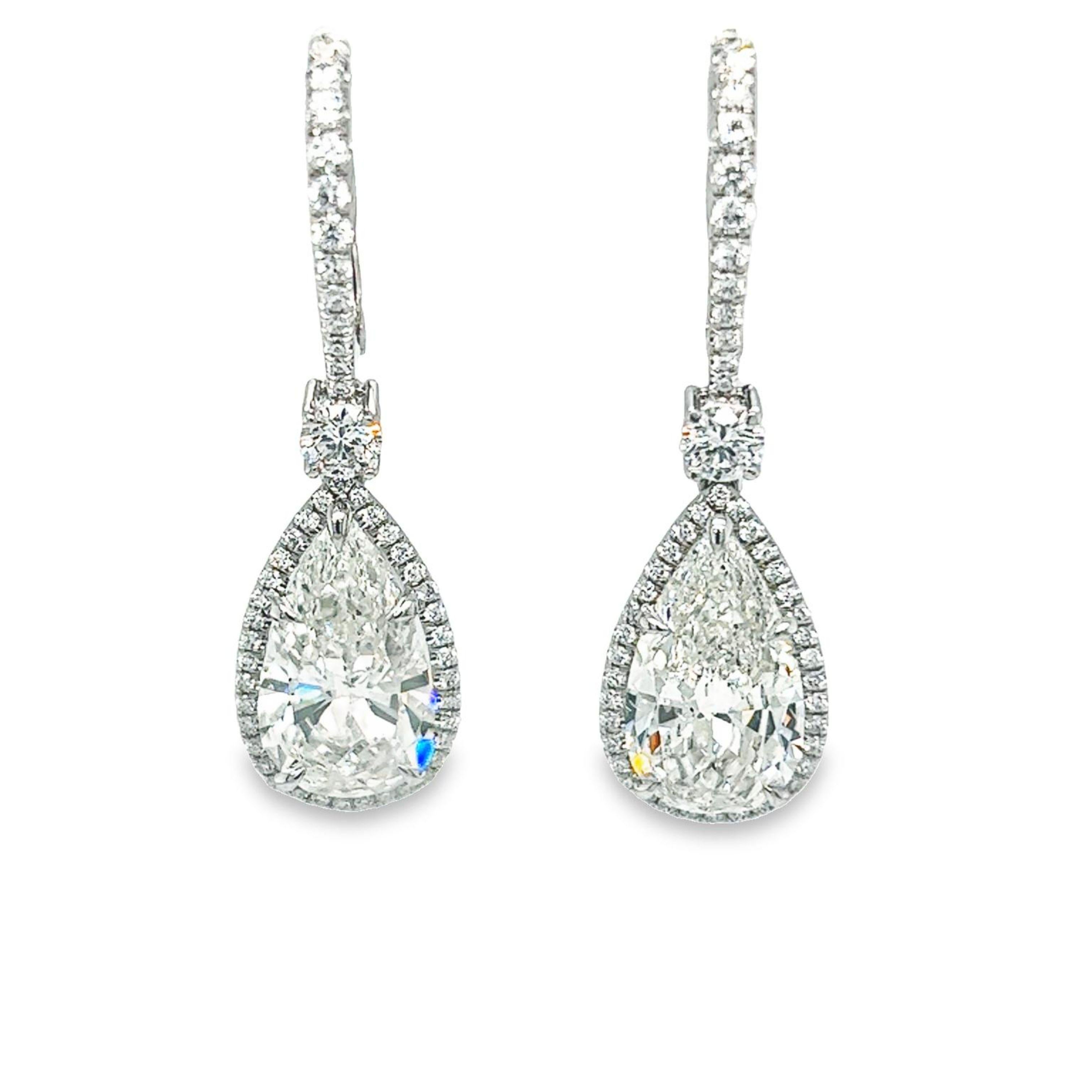 David Rosenberg 6.07 Carat Pear Shape GIA Drop Dangle Diamond Earrings For Sale 9