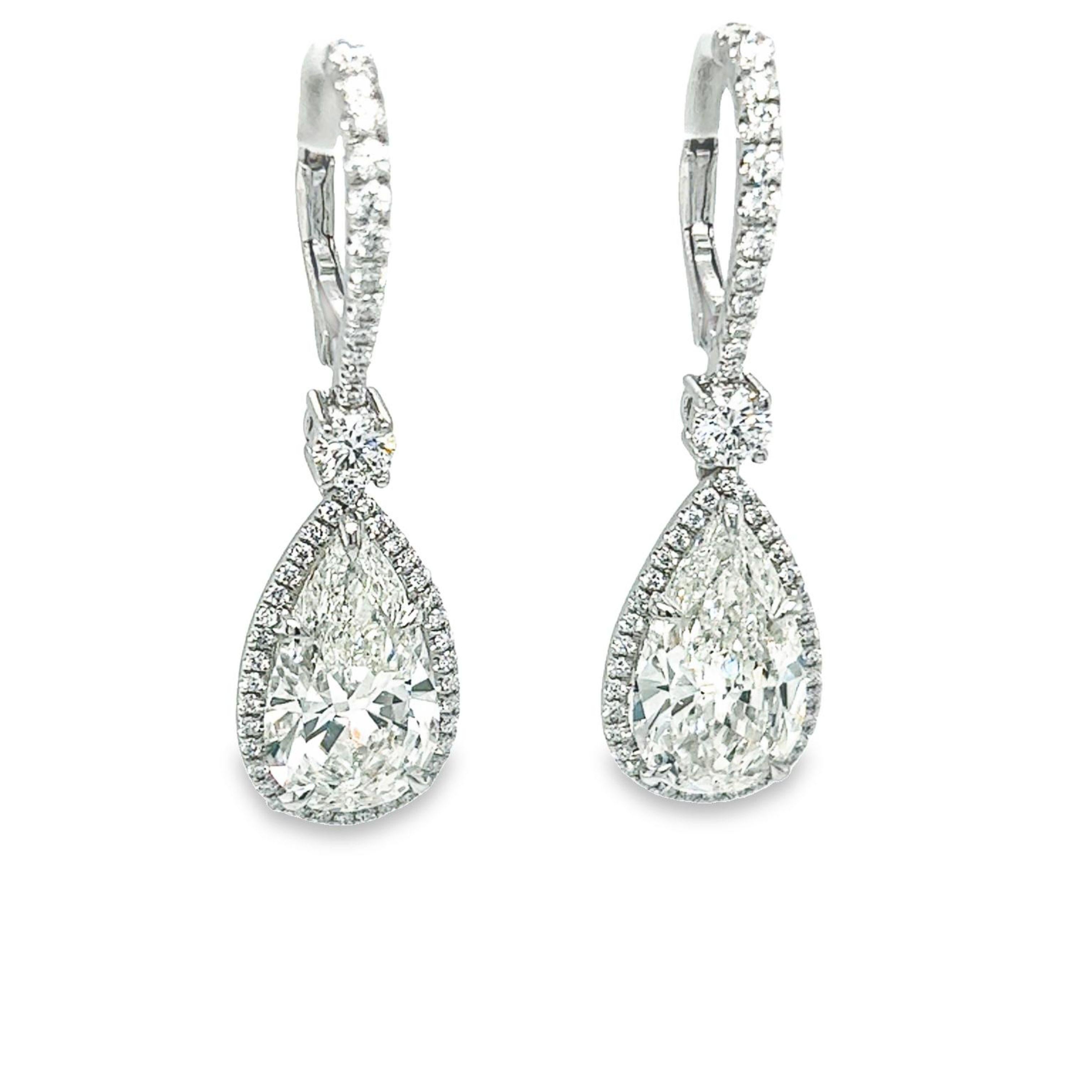David Rosenberg 6.07 Carat Pear Shape GIA Drop Dangle Diamond Earrings For Sale 10