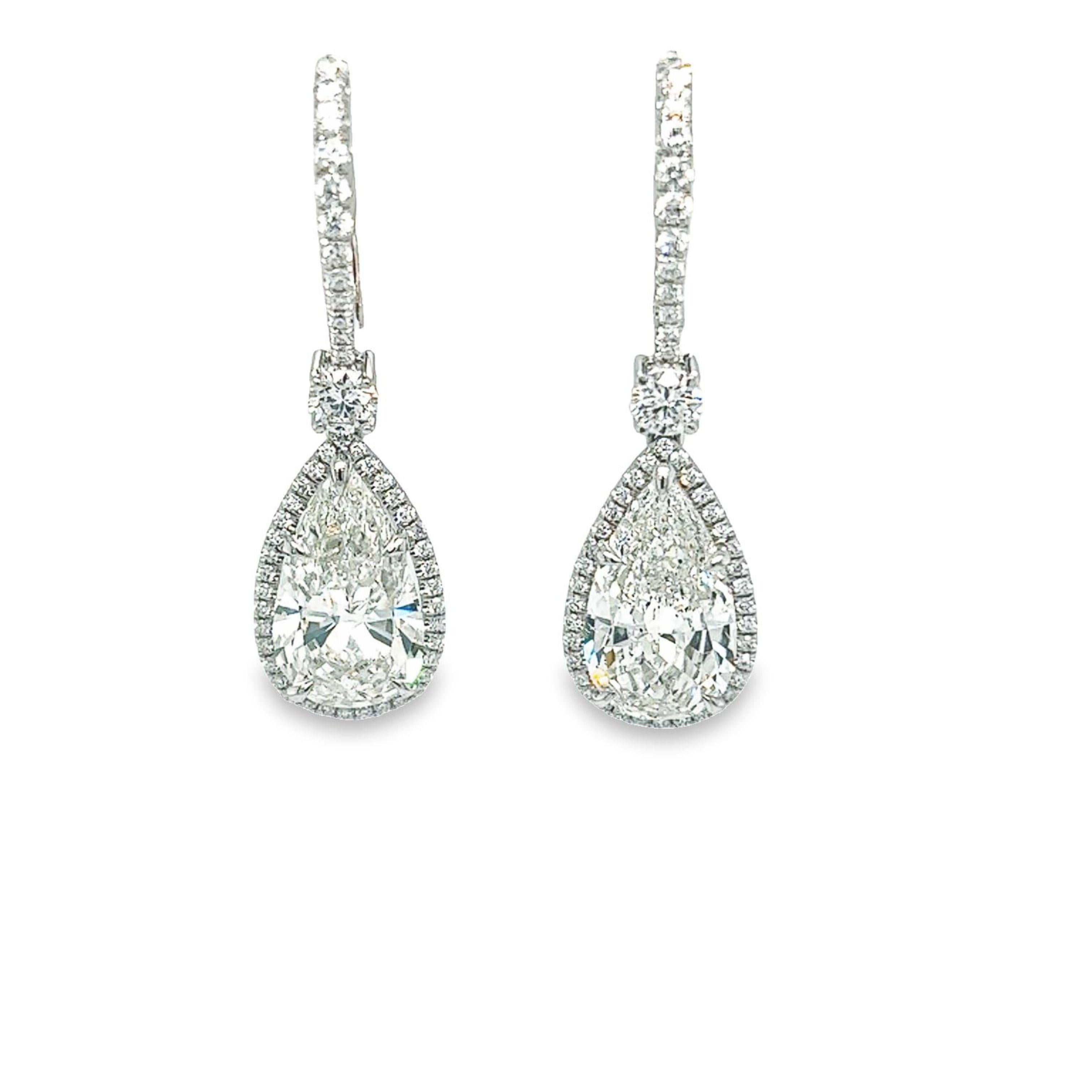 David Rosenberg 6.07 Carat Pear Shape GIA Drop Dangle Diamond Earrings For Sale 11