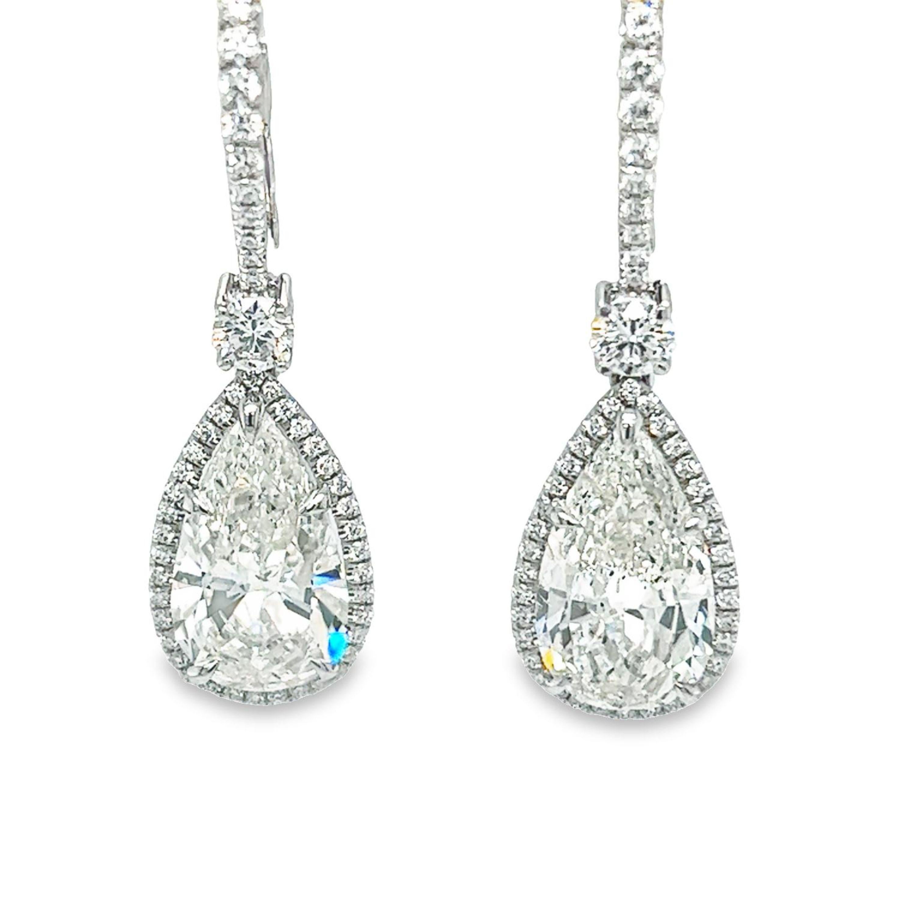 Modern David Rosenberg 6.07 Carat Pear Shape GIA Drop Dangle Diamond Earrings For Sale