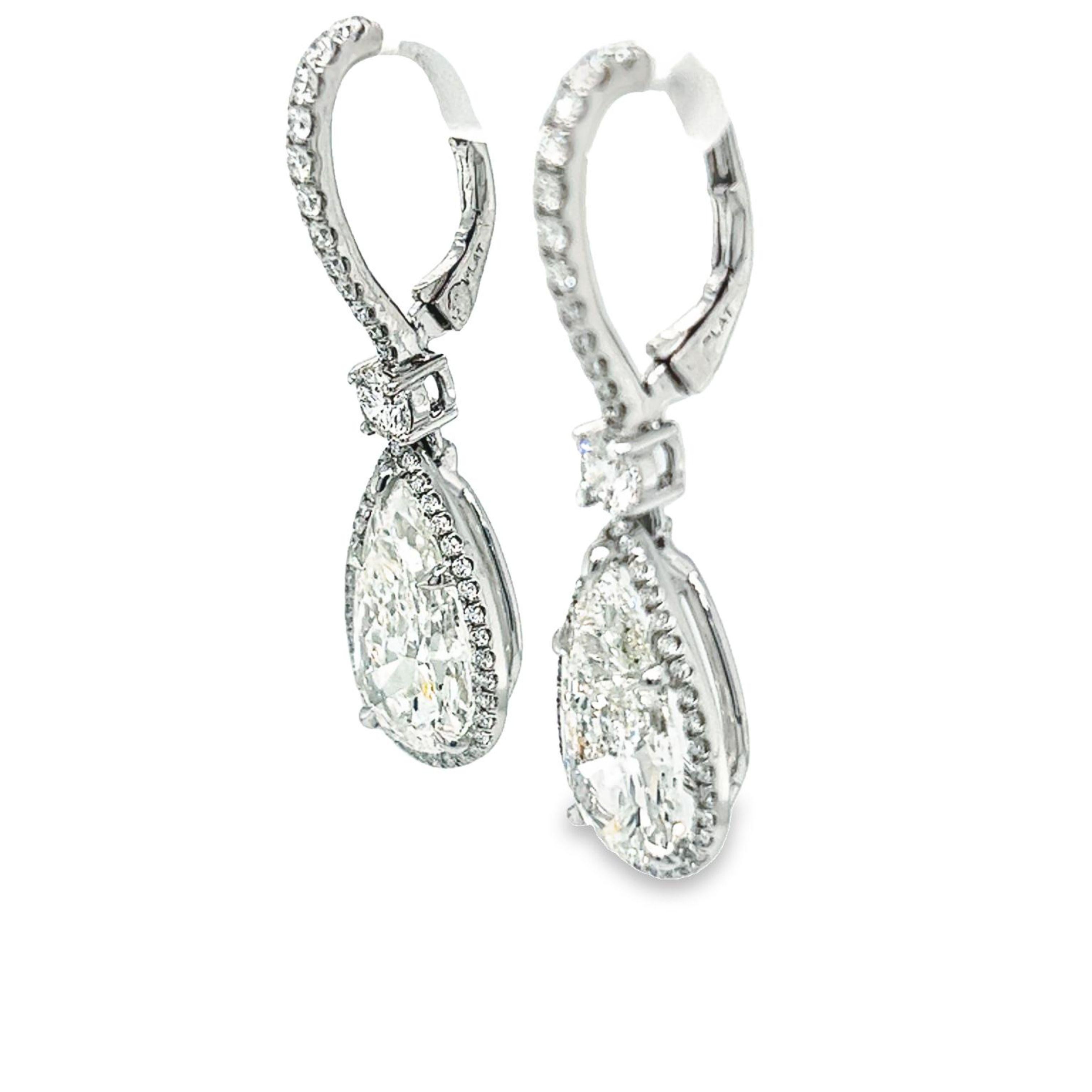 David Rosenberg 6.07 Carat Pear Shape GIA Drop Dangle Diamond Earrings In New Condition For Sale In Boca Raton, FL