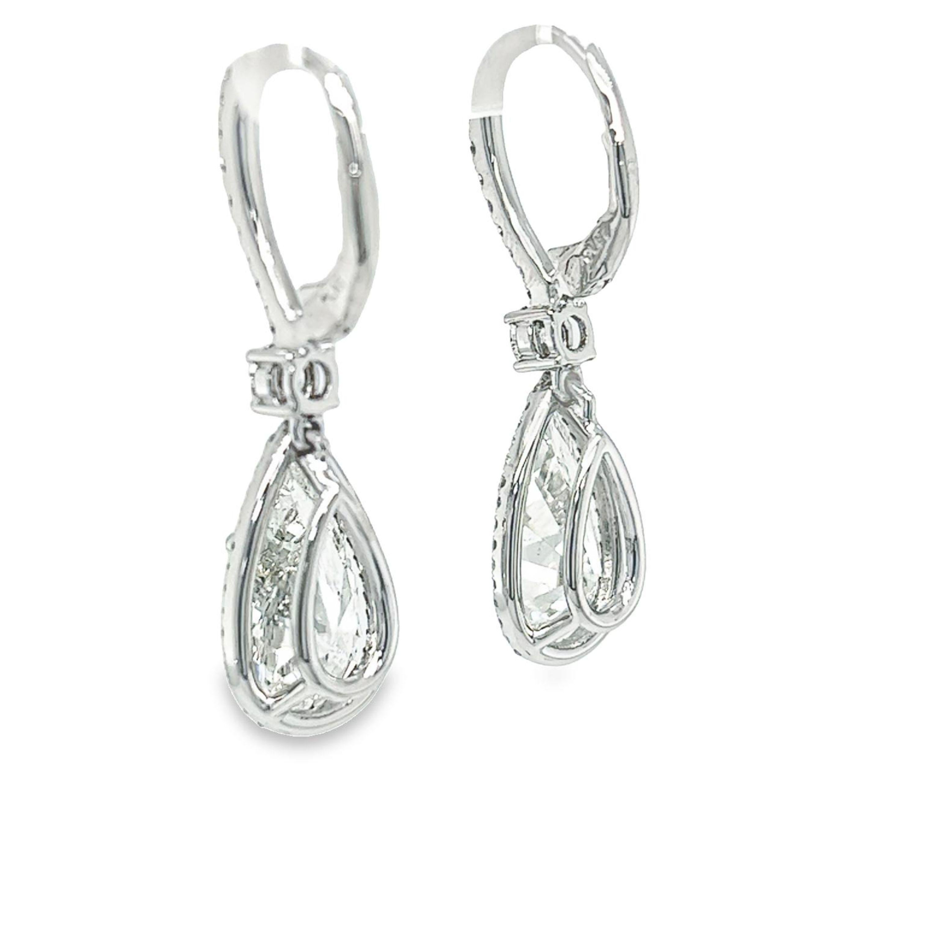 David Rosenberg 6.07 Carat Pear Shape GIA Drop Dangle Diamond Earrings For Sale 1