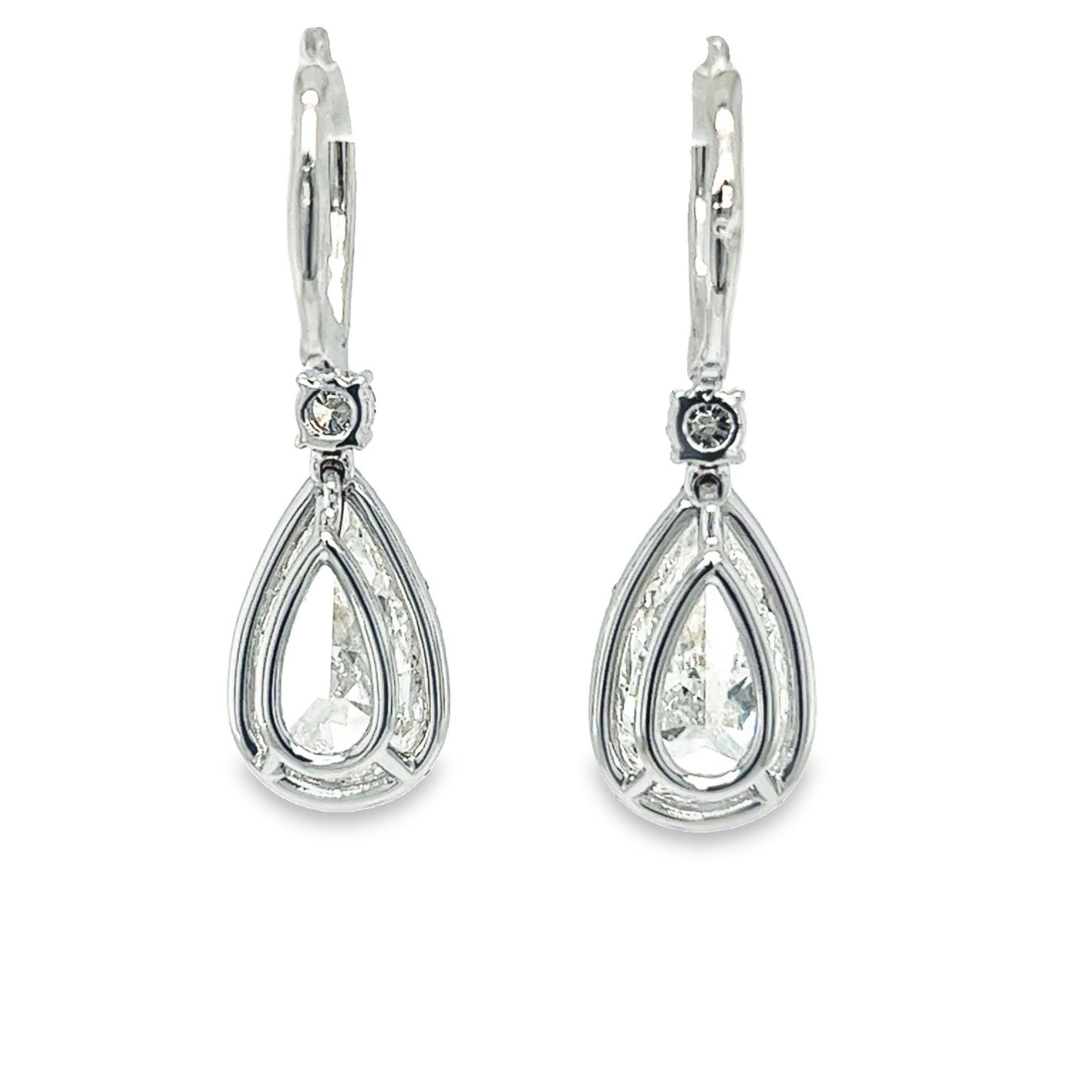 David Rosenberg 6.07 Carat Pear Shape GIA Drop Dangle Diamond Earrings For Sale 2
