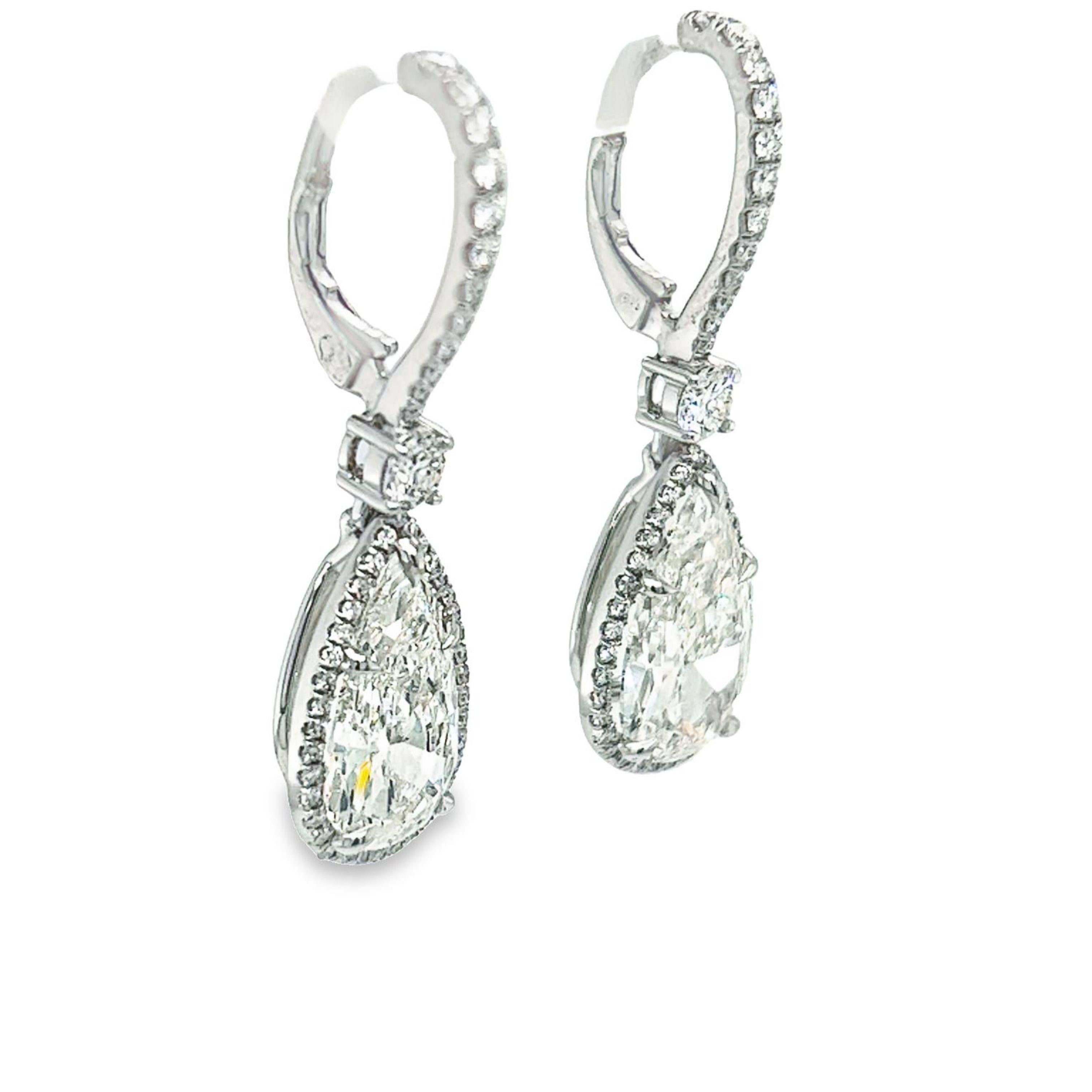 David Rosenberg 6.07 Carat Pear Shape GIA Drop Dangle Diamond Earrings For Sale 3