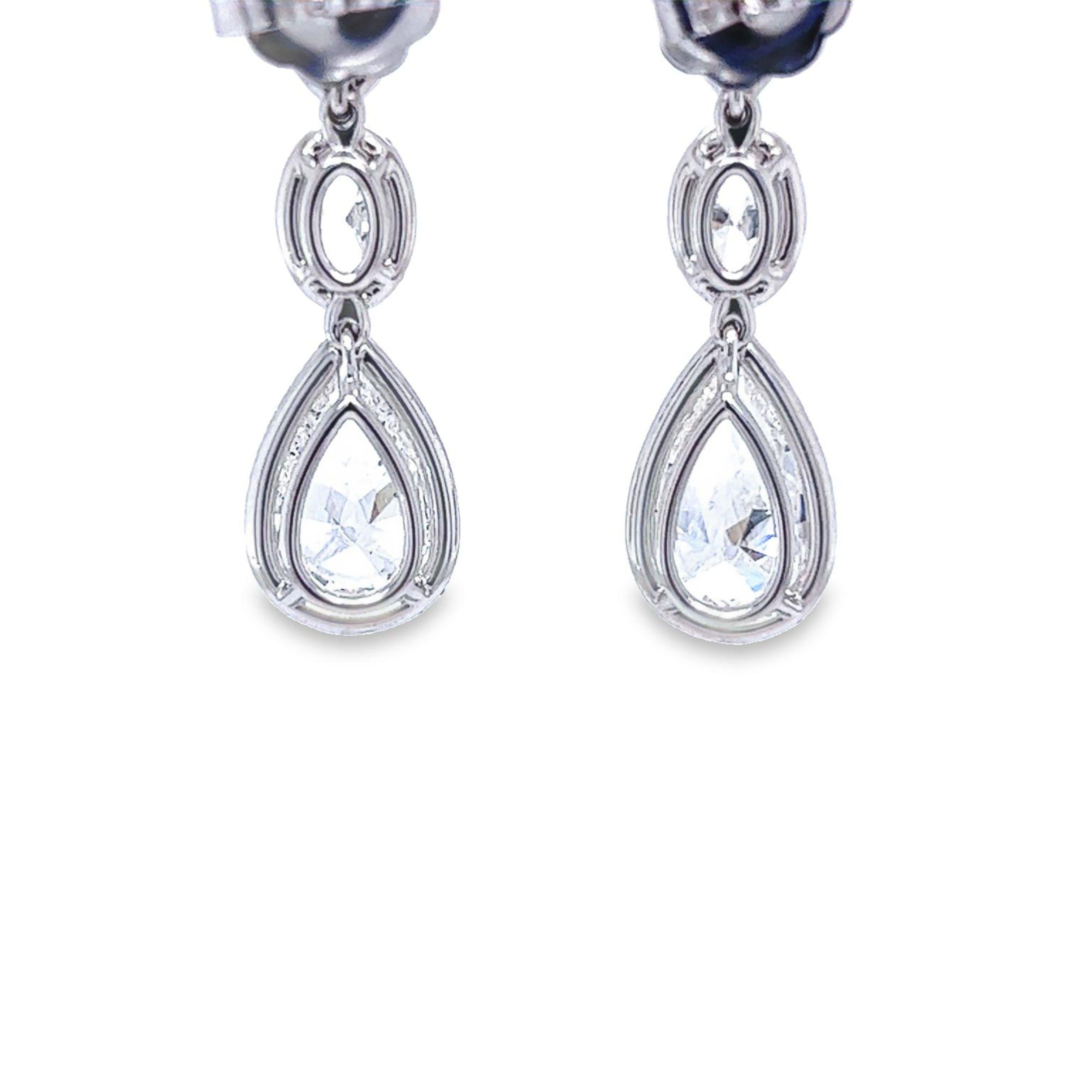 David Rosenberg 6.46 Carat Pear & Oval Shape 3 Tier GIA Diamond Drop Earrings In New Condition For Sale In Boca Raton, FL