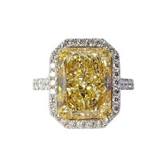 David Rosenberg 6.54 Ct Radiant Fancy Light Yellow GIA Diamond Engagement Ring