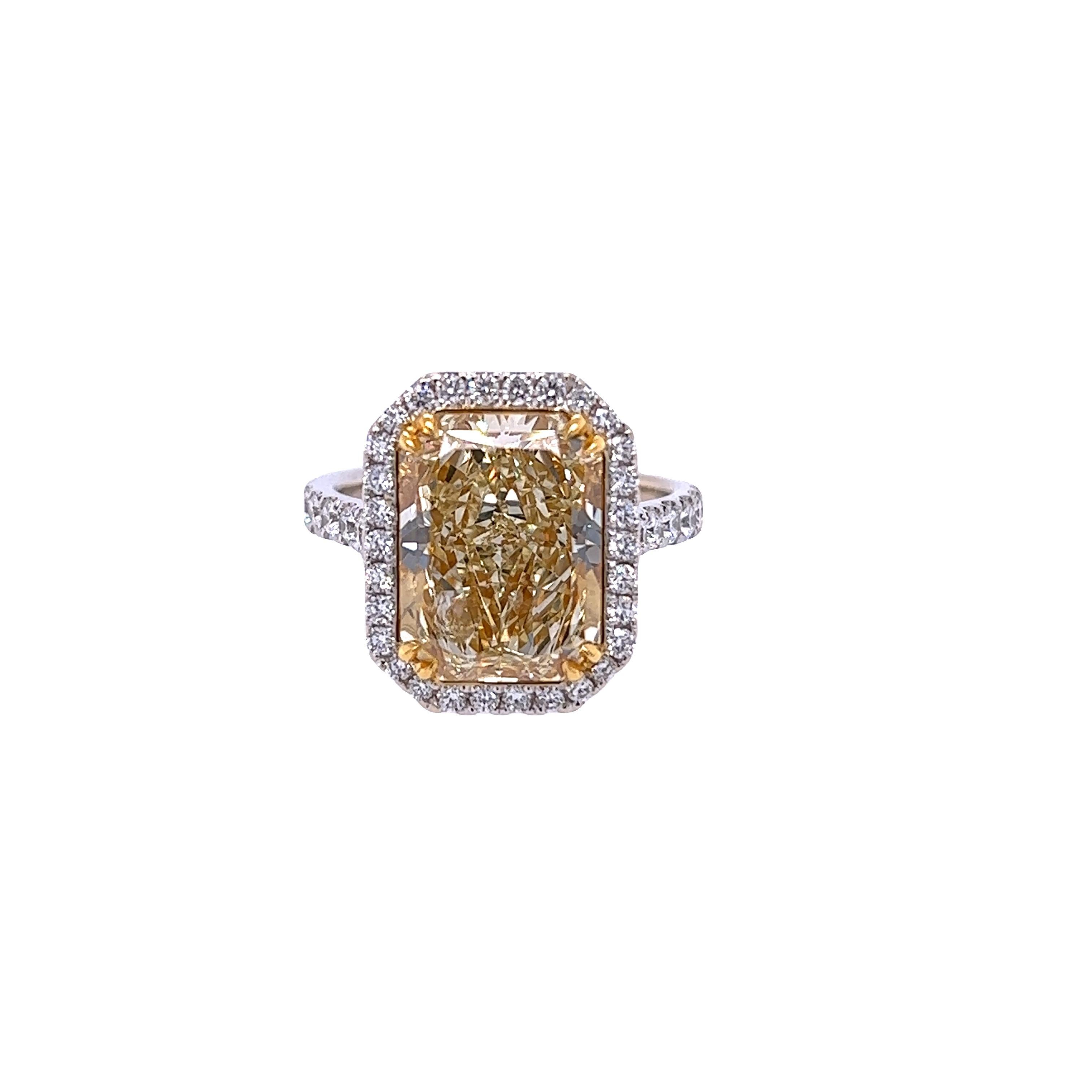 Verlobungsring mit 6,54 Karat strahlendem hellgelbem GIA-Diamant von Rosenberg (Moderne) im Angebot