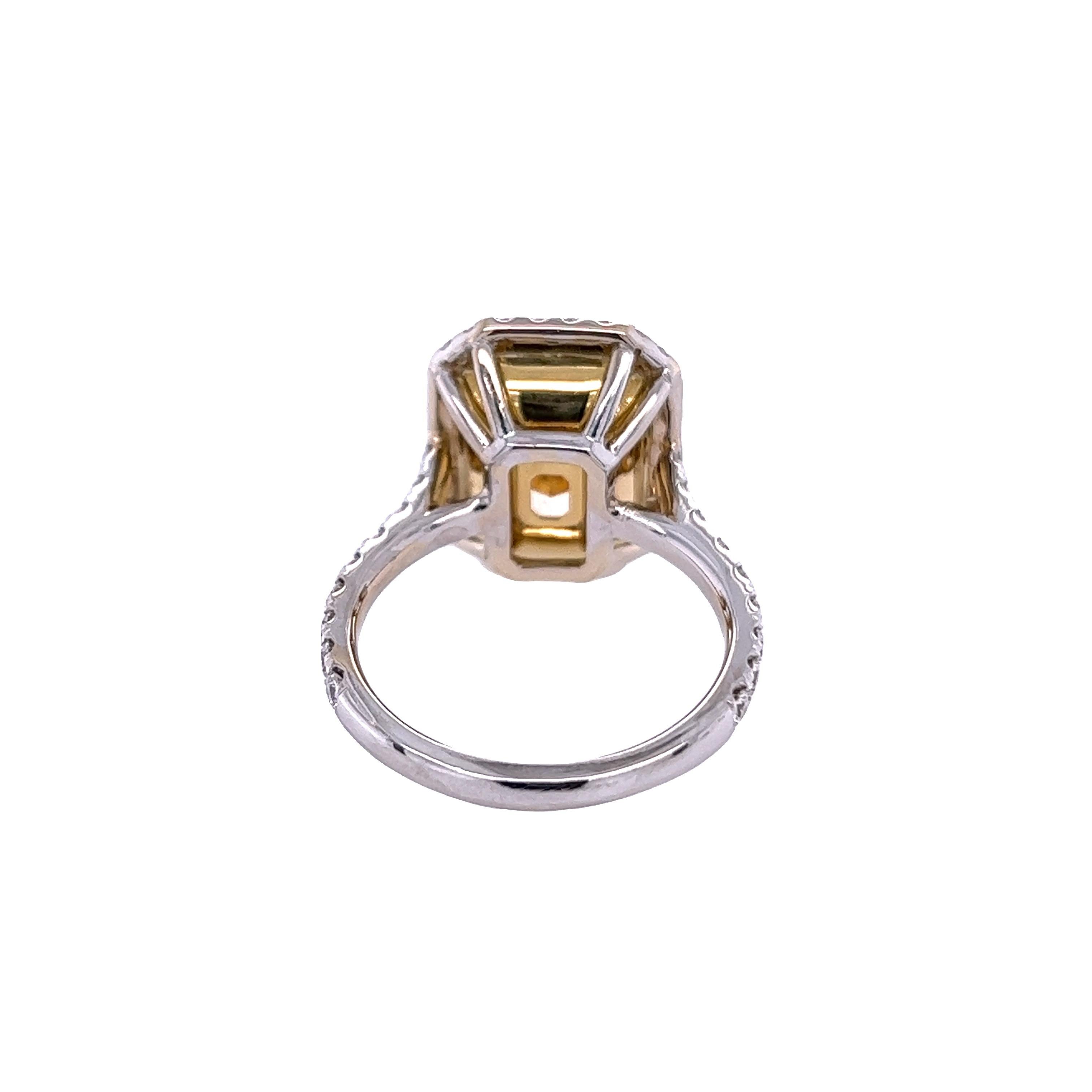Modern David Rosenberg 6.54 Ct Radiant Light Yellow GIA Diamond Engagement Ring For Sale