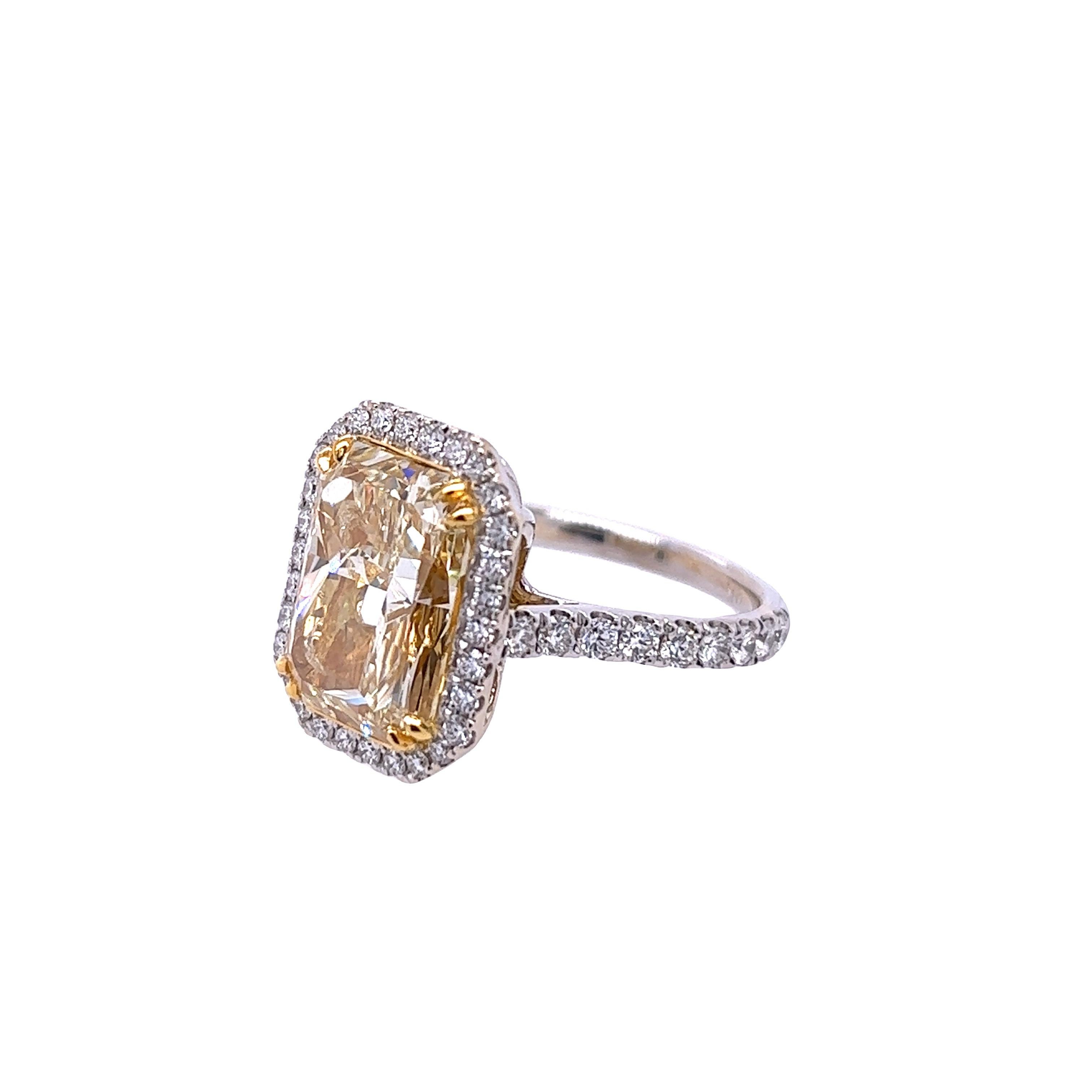 Verlobungsring mit 6,54 Karat strahlendem hellgelbem GIA-Diamant von Rosenberg im Angebot 2
