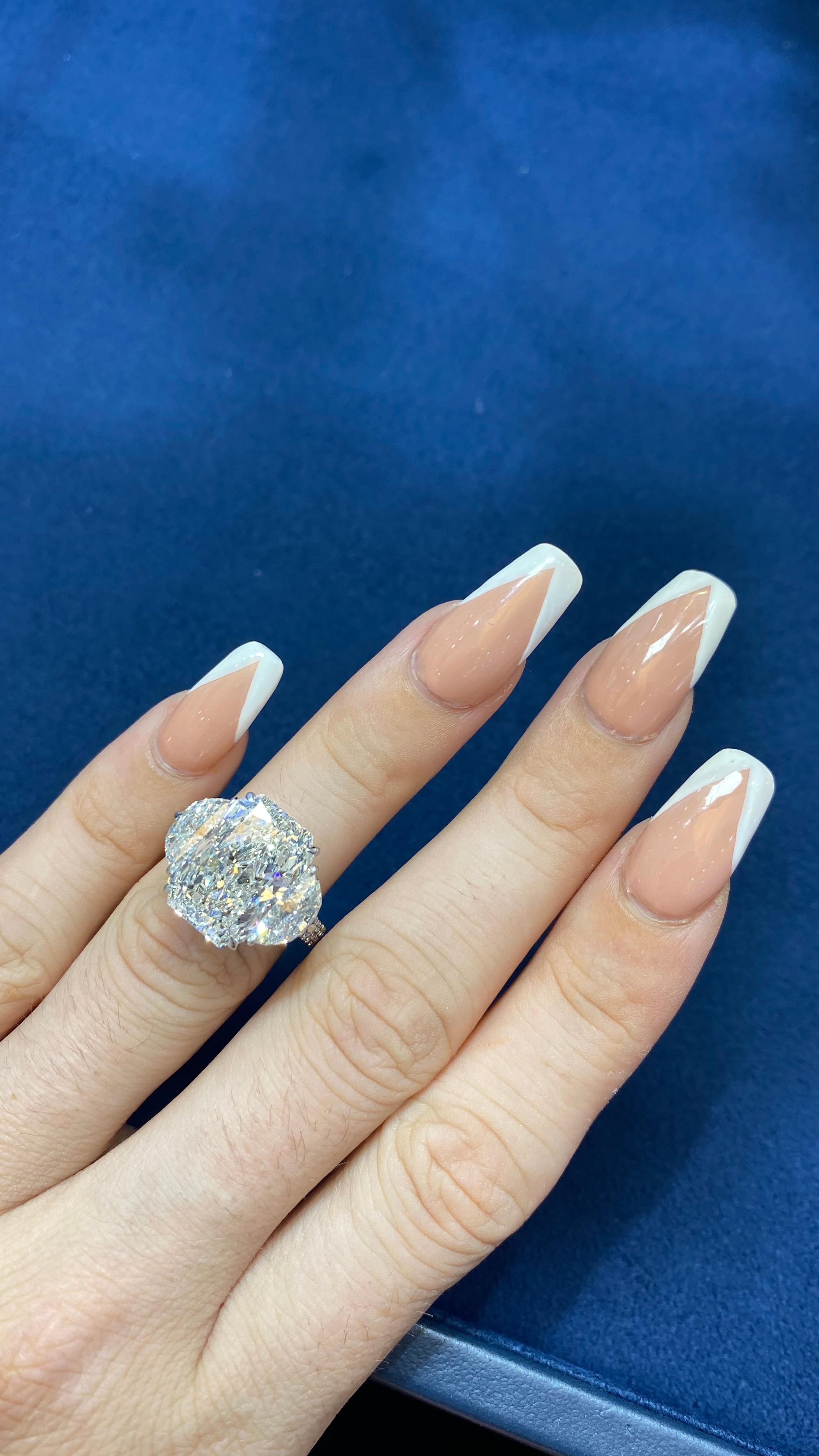 Women's David Rosenberg 6.81 Carat Radiant H/SI1 GIA 3-Stone Diamond Engagement Ring