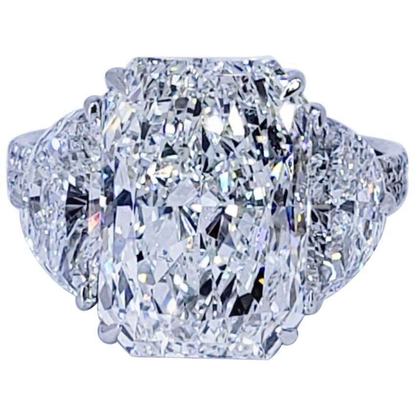 David Rosenberg 6.81 Carat Radiant H/SI1 GIA 3-Stone Diamond Engagement Ring