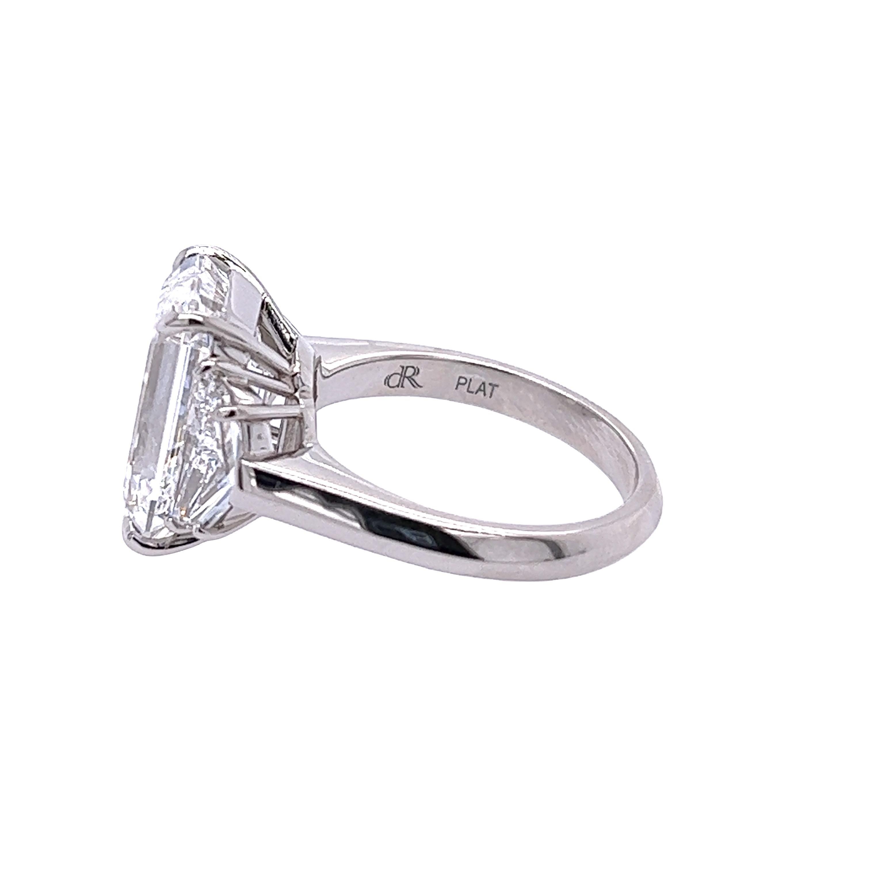 Modern David Rosenberg 7.03 Carat Emerald D VS2 GIA Diamond Engagement Ring For Sale