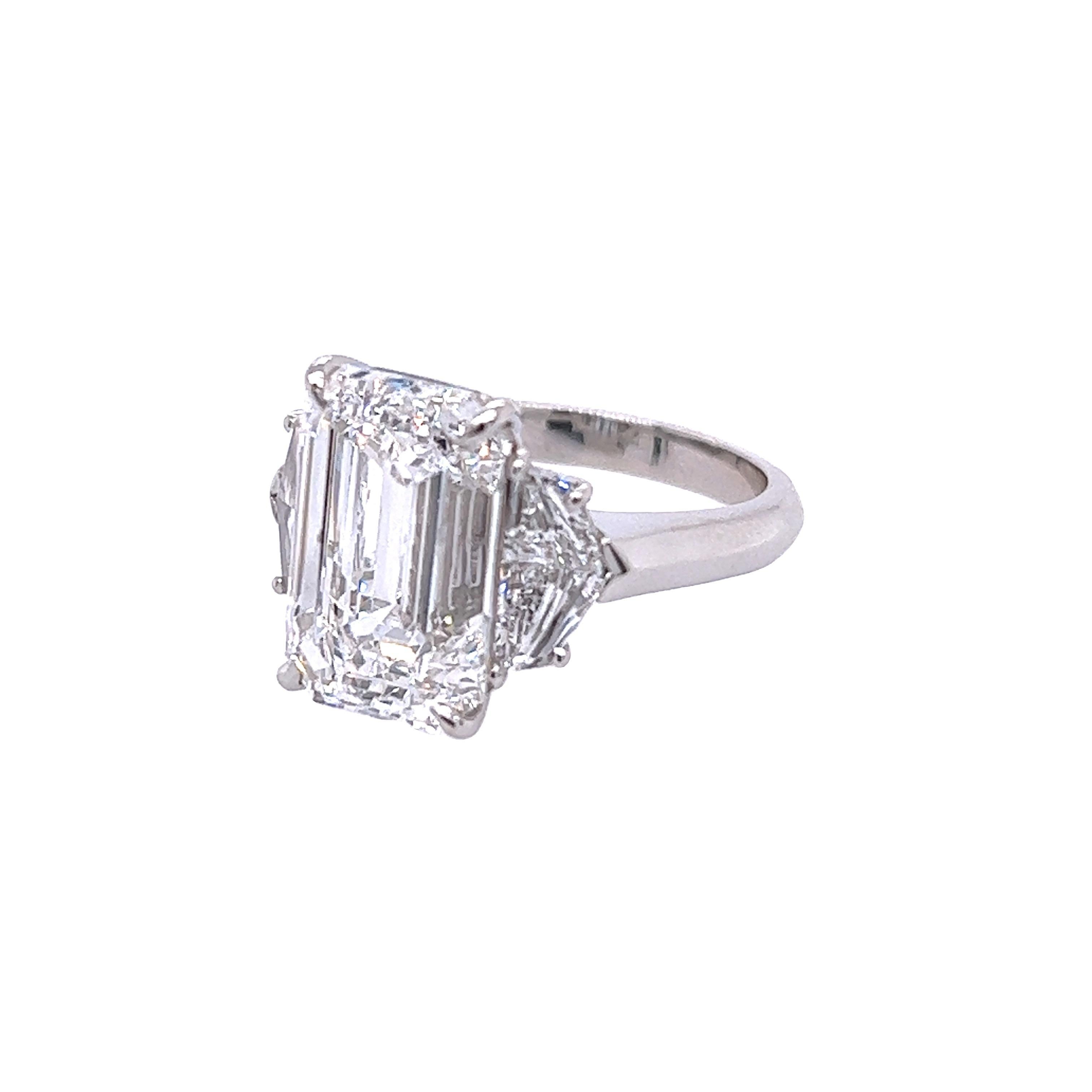 Emerald Cut David Rosenberg 7.03 Carat Emerald D VS2 GIA Diamond Engagement Ring For Sale
