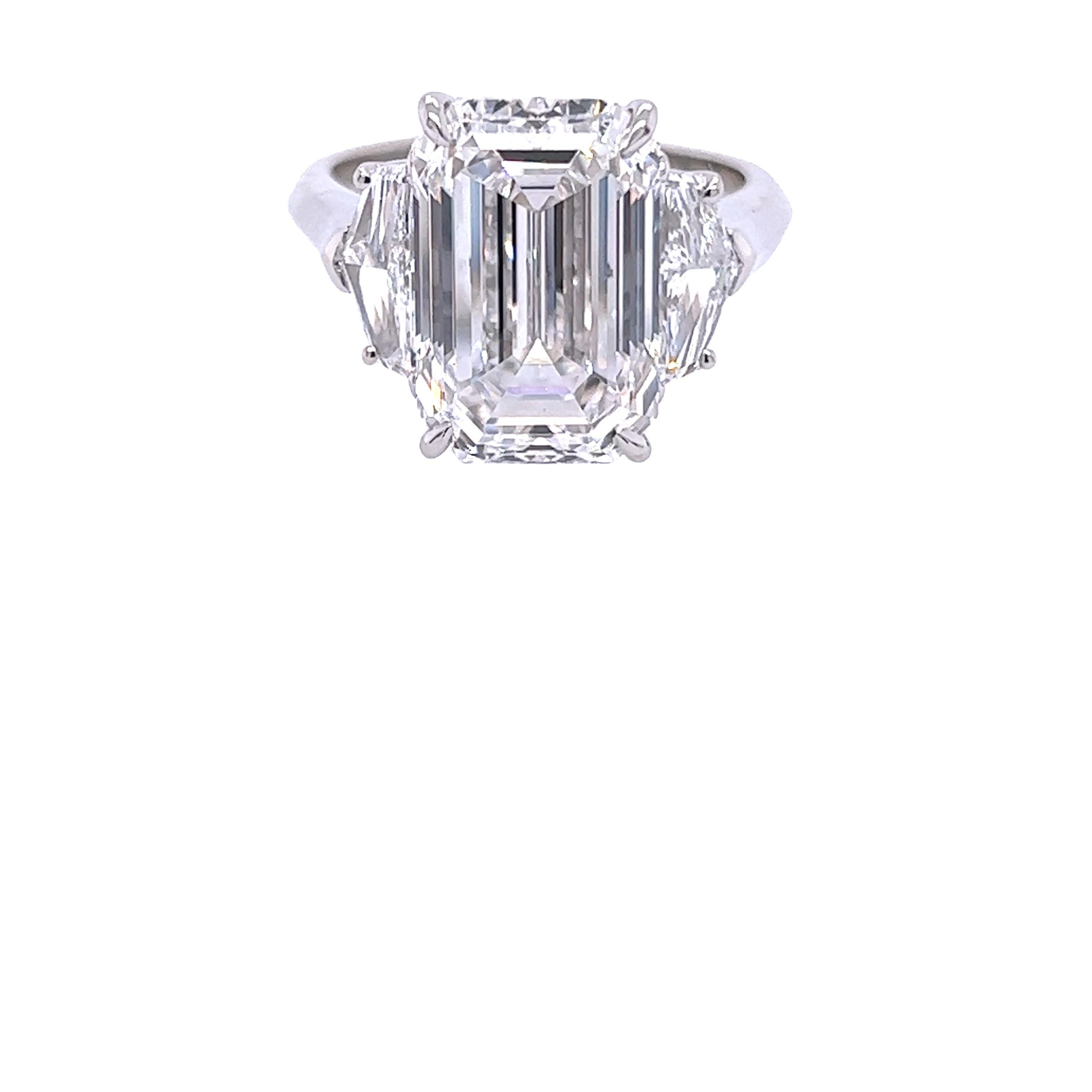 David Rosenberg 7.03 Carat Emerald D VS2 GIA Diamond Engagement Ring In New Condition For Sale In Boca Raton, FL