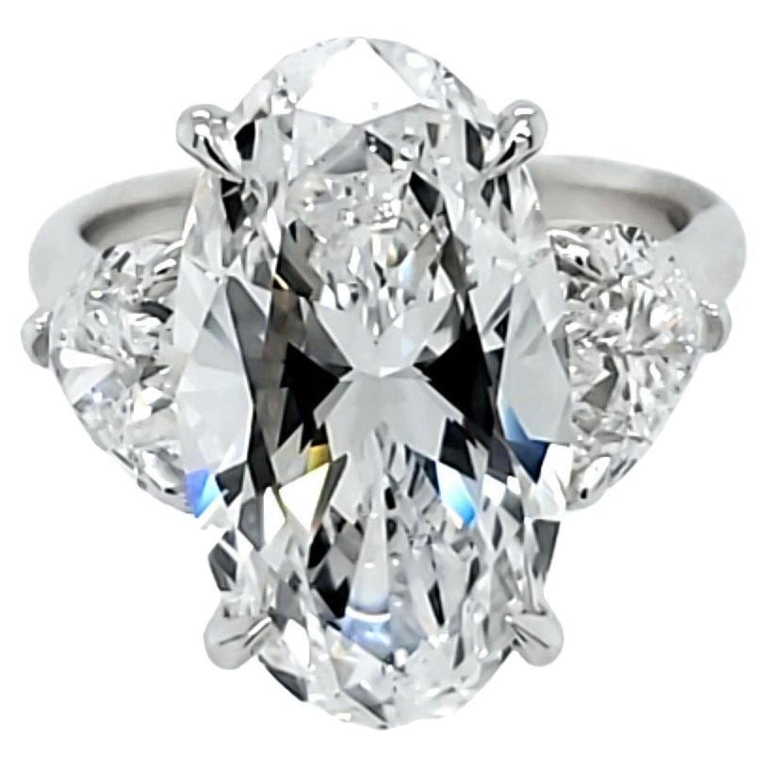 David Rosenberg 7.03 Carat Oval D VS1 GIA 3 Stone Diamond Engagement Ring  For Sale at 1stDibs