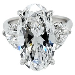 David Rosenberg 7.03 Carat Oval D VS1 GIA 3 Stone Diamond Engagement Ring
