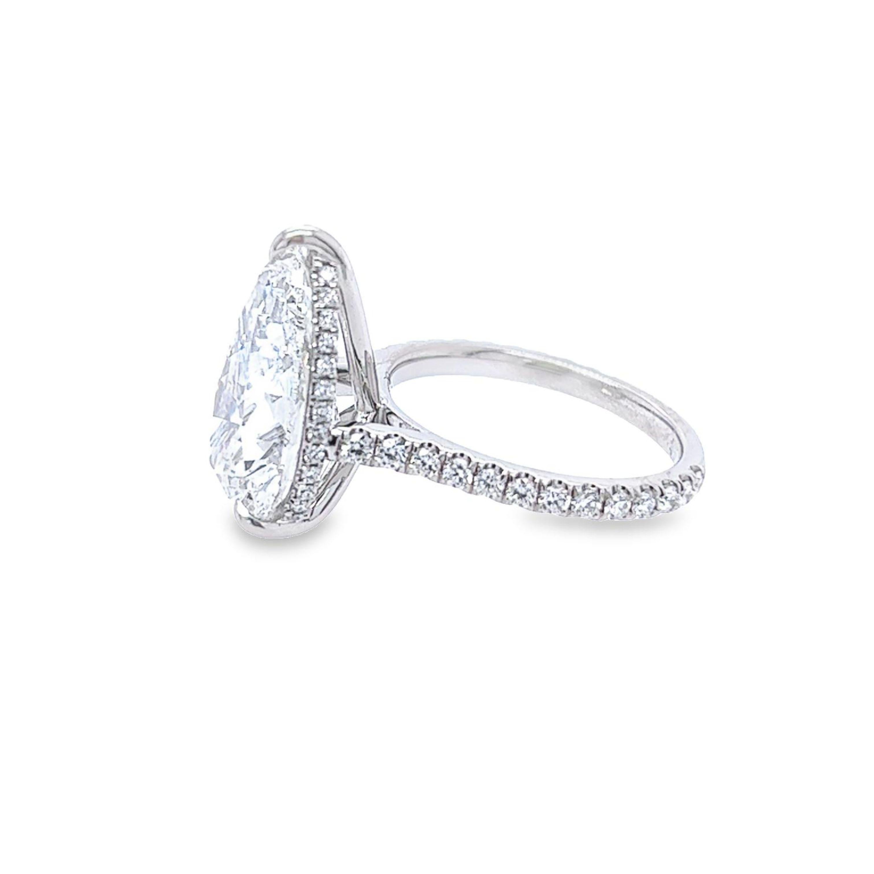 Modern David Rosenberg 7.04 Carat Pear Shape Platinum GIA Diamond Engagement Ring For Sale