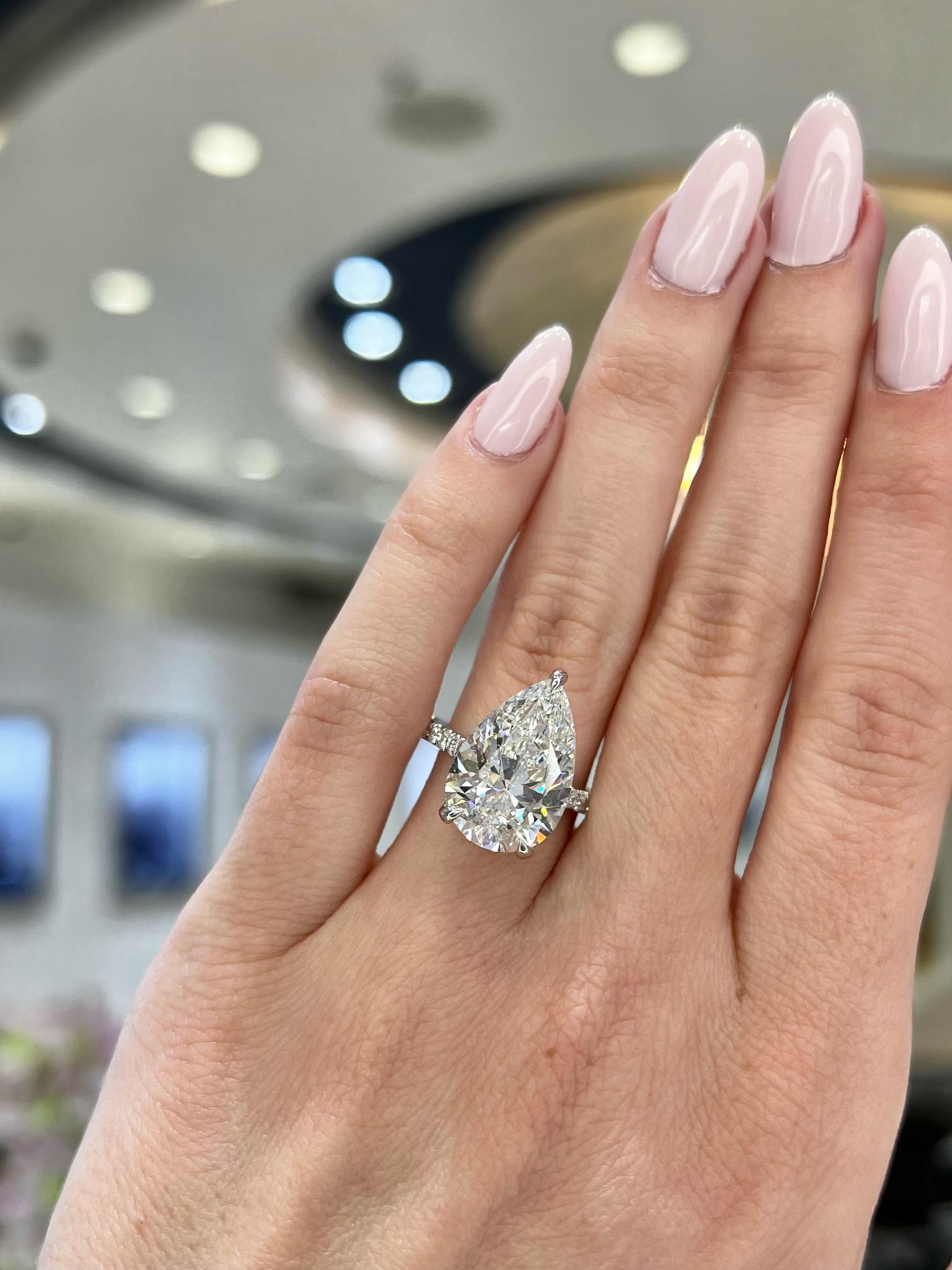 David Rosenberg 7.04 Carat Pear Shape Platinum GIA Diamond Engagement Ring For Sale 7