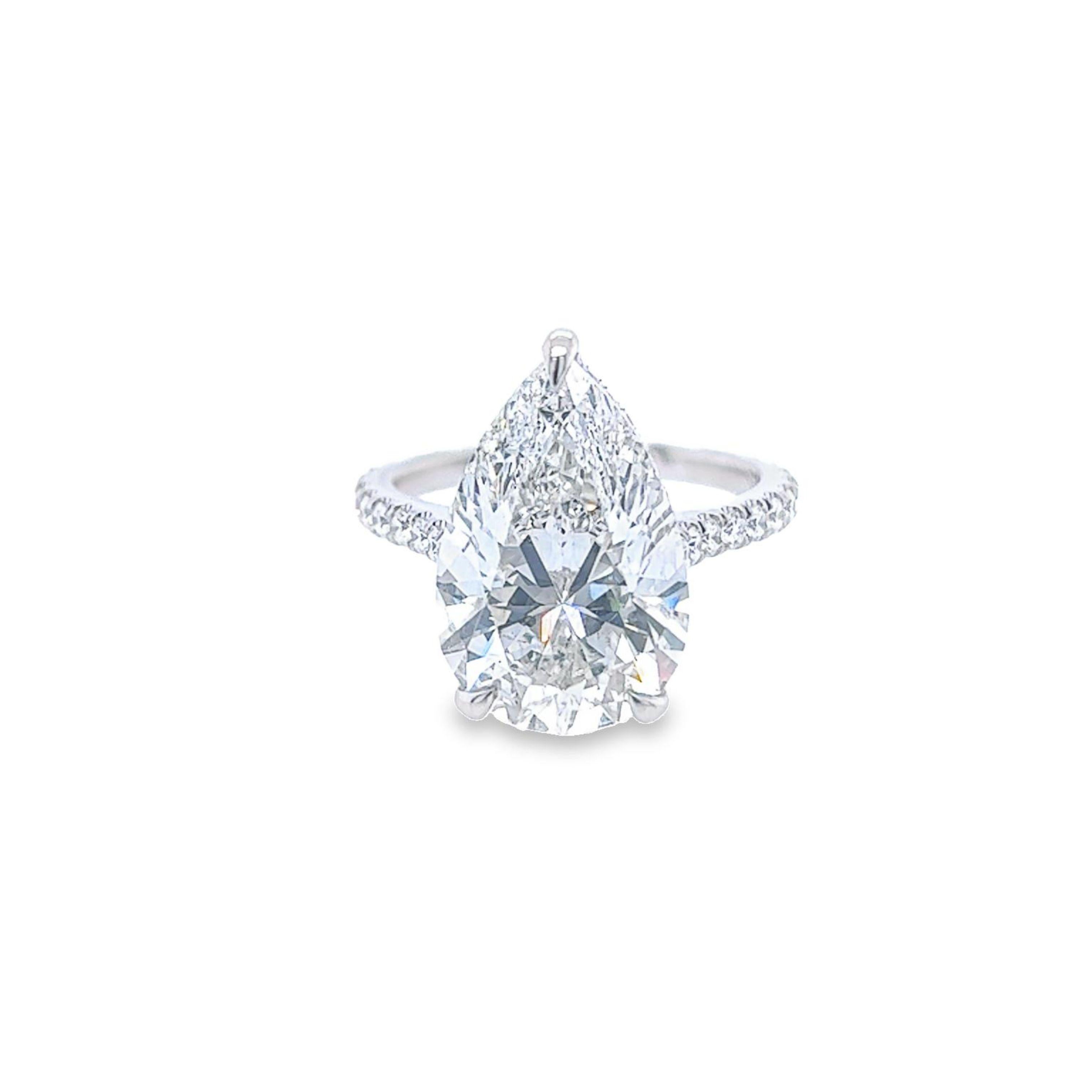 David Rosenberg 7.04 Carat Pear Shape Platinum GIA Diamond Engagement Ring In New Condition For Sale In Boca Raton, FL
