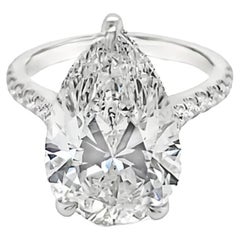 David Rosenberg 7.04 Carat Pear Shape Platinum GIA Diamond Engagement Ring