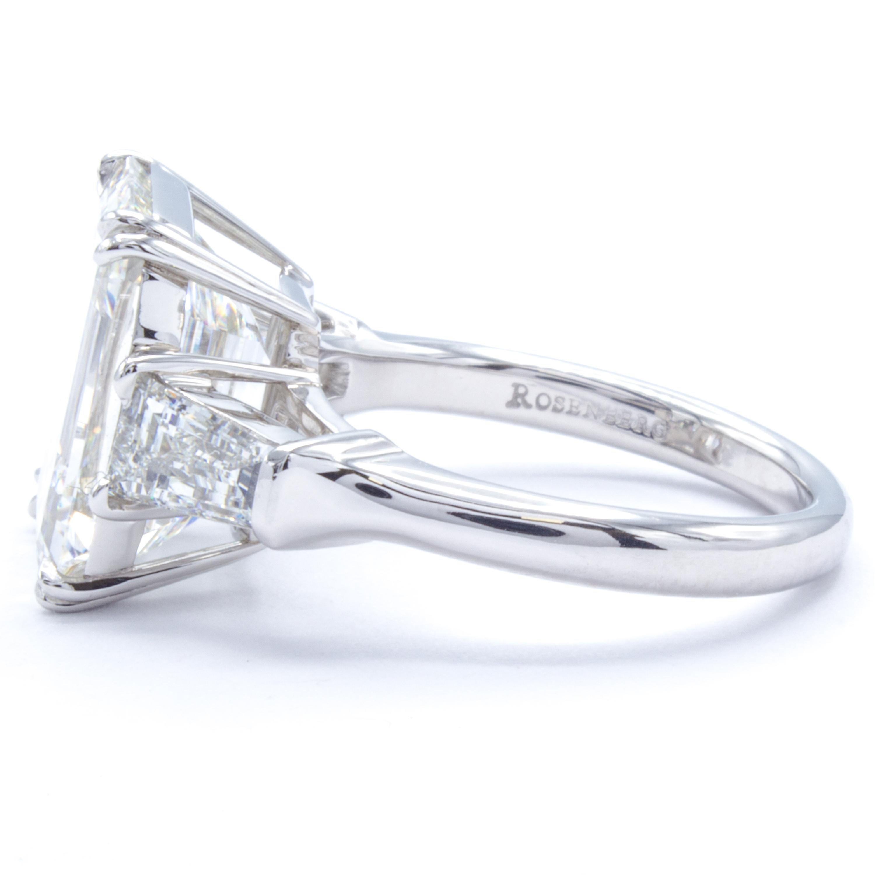 David Rosenberg 7.07 Carat Emerald Cut GIA Three-Stone Diamond Engagement Ring In New Condition In Boca Raton, FL