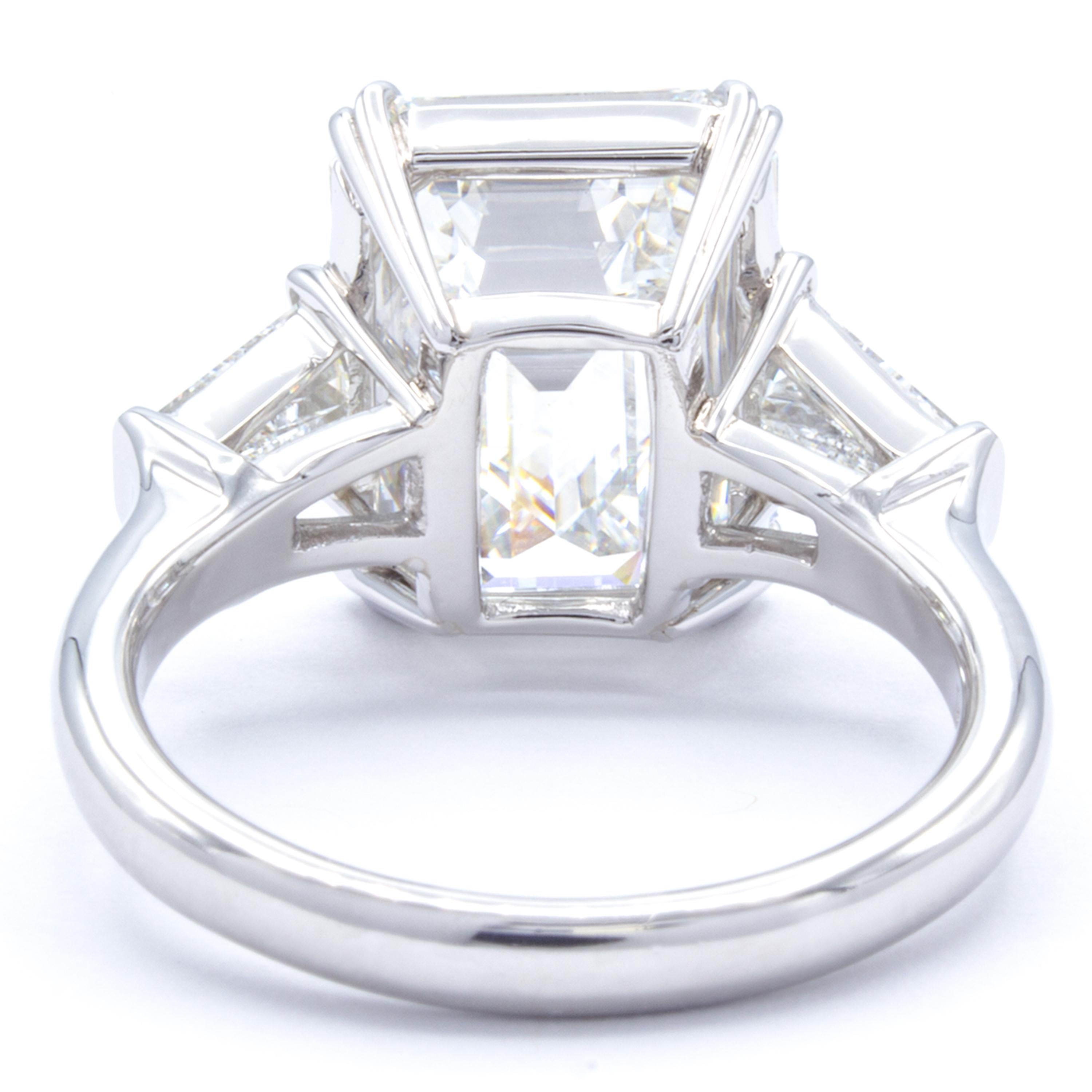 Women's David Rosenberg 7.07 Carat Emerald Cut GIA Three-Stone Diamond Engagement Ring