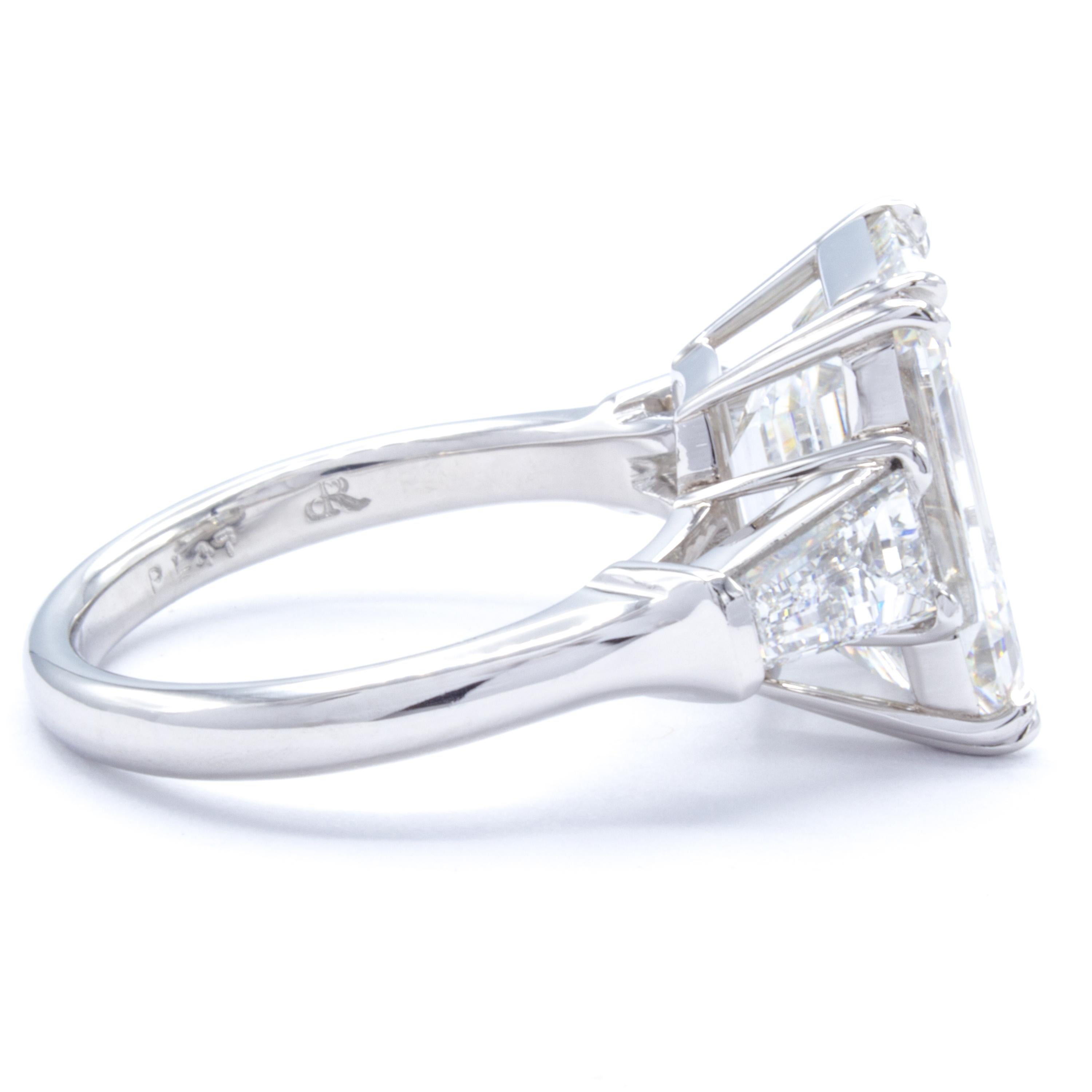 David Rosenberg 7.07 Carat Emerald Cut GIA Three-Stone Diamond Engagement Ring 1