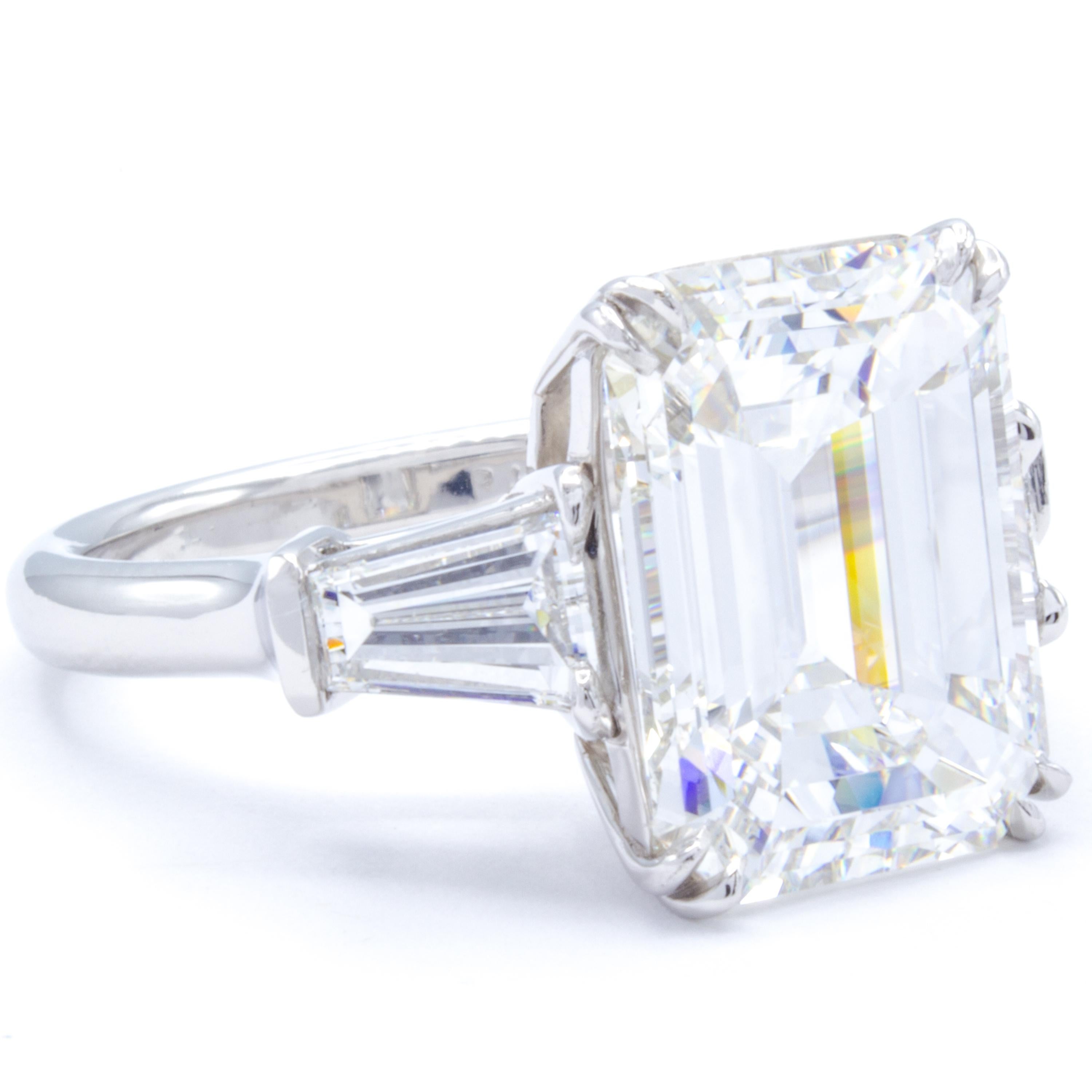 David Rosenberg 7.07 Carat Emerald Cut GIA Three-Stone Diamond Engagement Ring 2