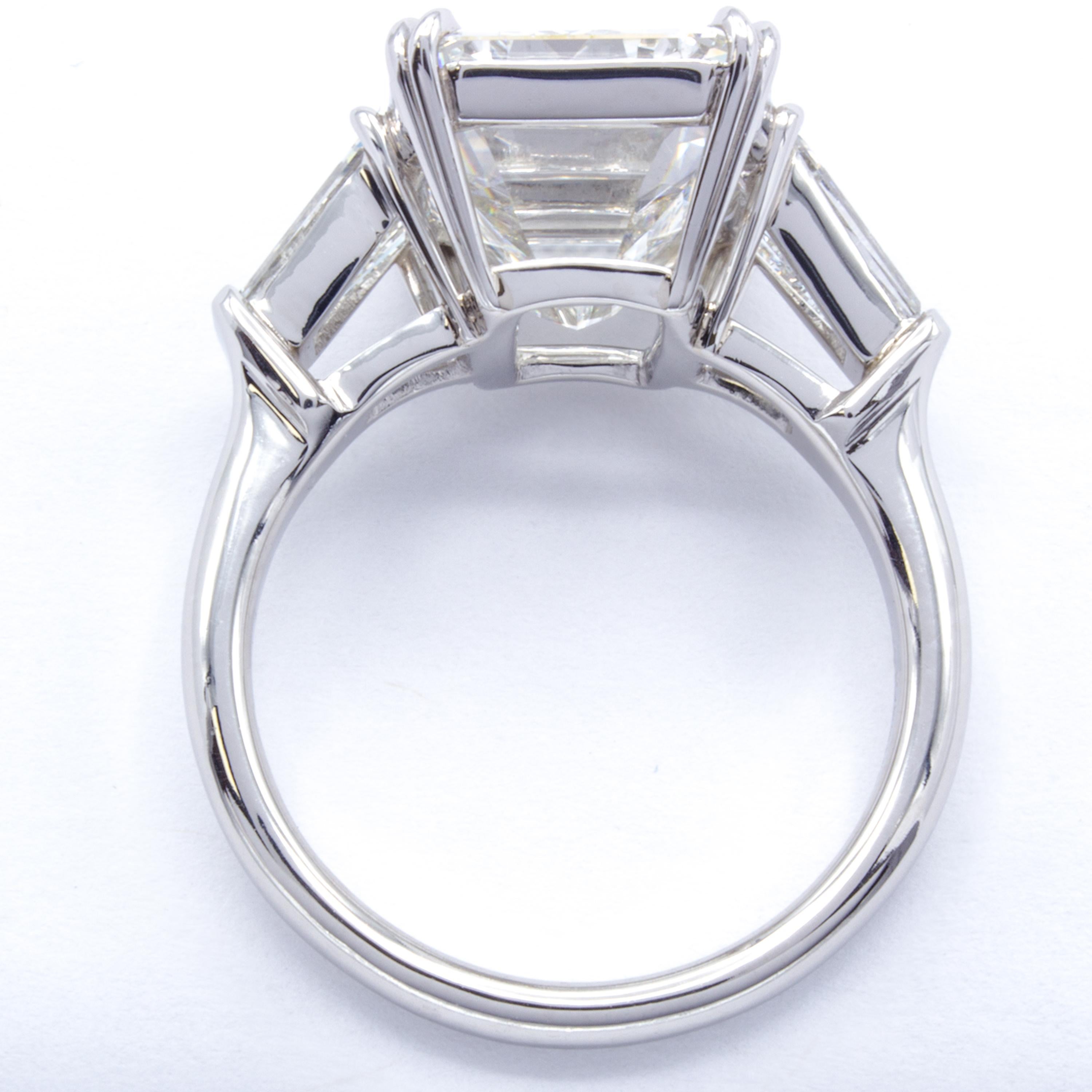 David Rosenberg 7.07 Carat Emerald Cut GIA Three-Stone Diamond Engagement Ring 3