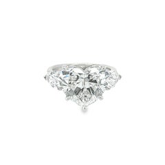 David Rosenberg 7.09 Carat Heart Shape F VS2 GIA 3 Stone Diamond Engagement Ring