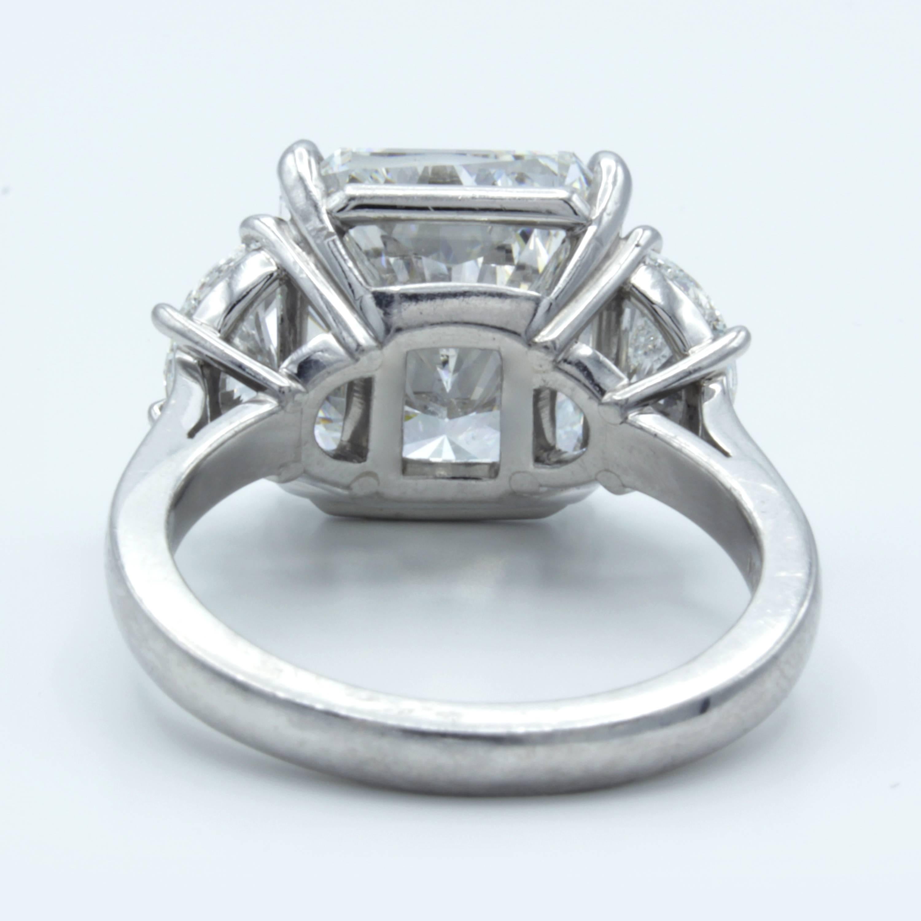 Modern David Rosenberg 7.11 Carat Radiant GIA E/VS1 Platinum Three-Stone Diamond Ring