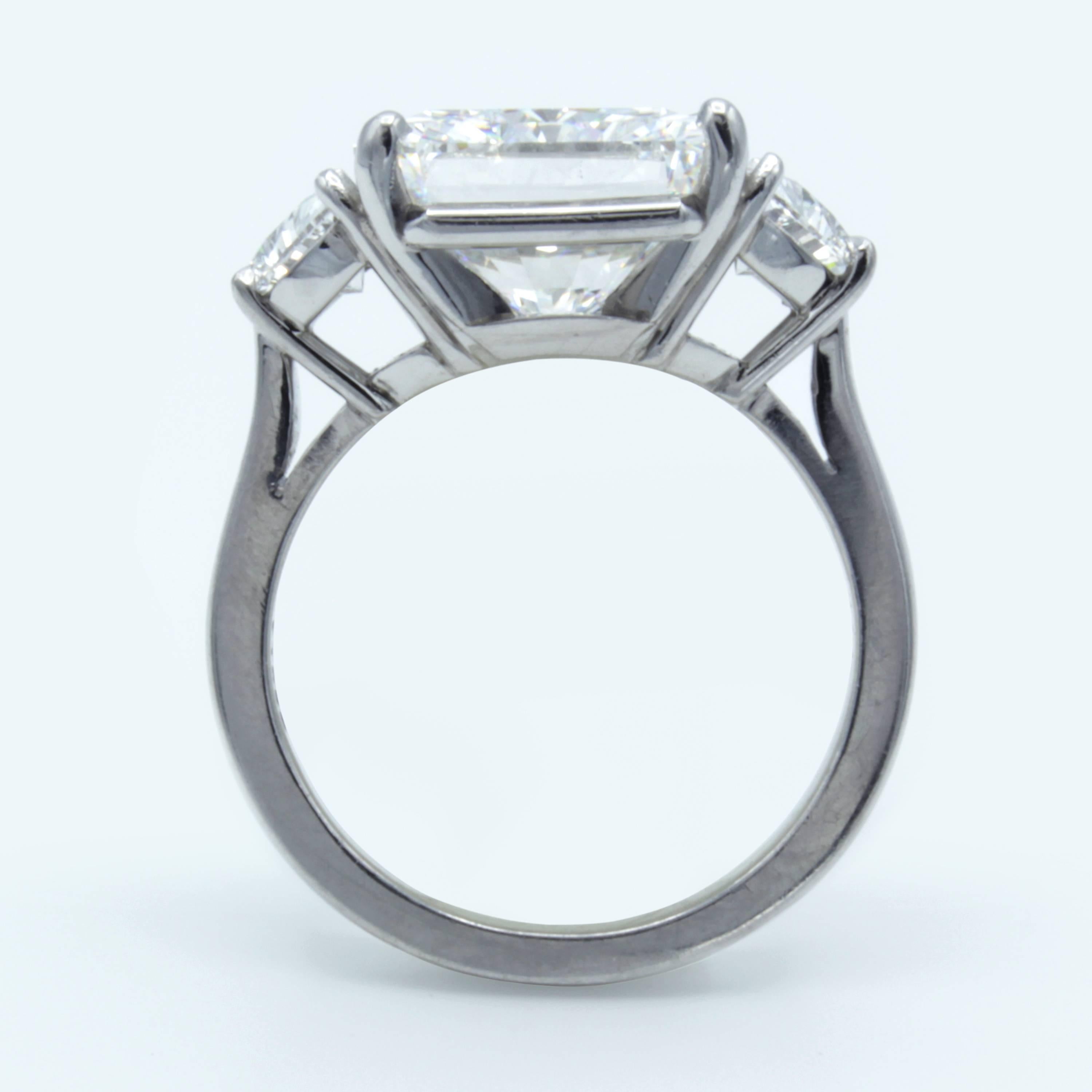 Women's David Rosenberg 7.11 Carat Radiant GIA E/VS1 Platinum Three-Stone Diamond Ring