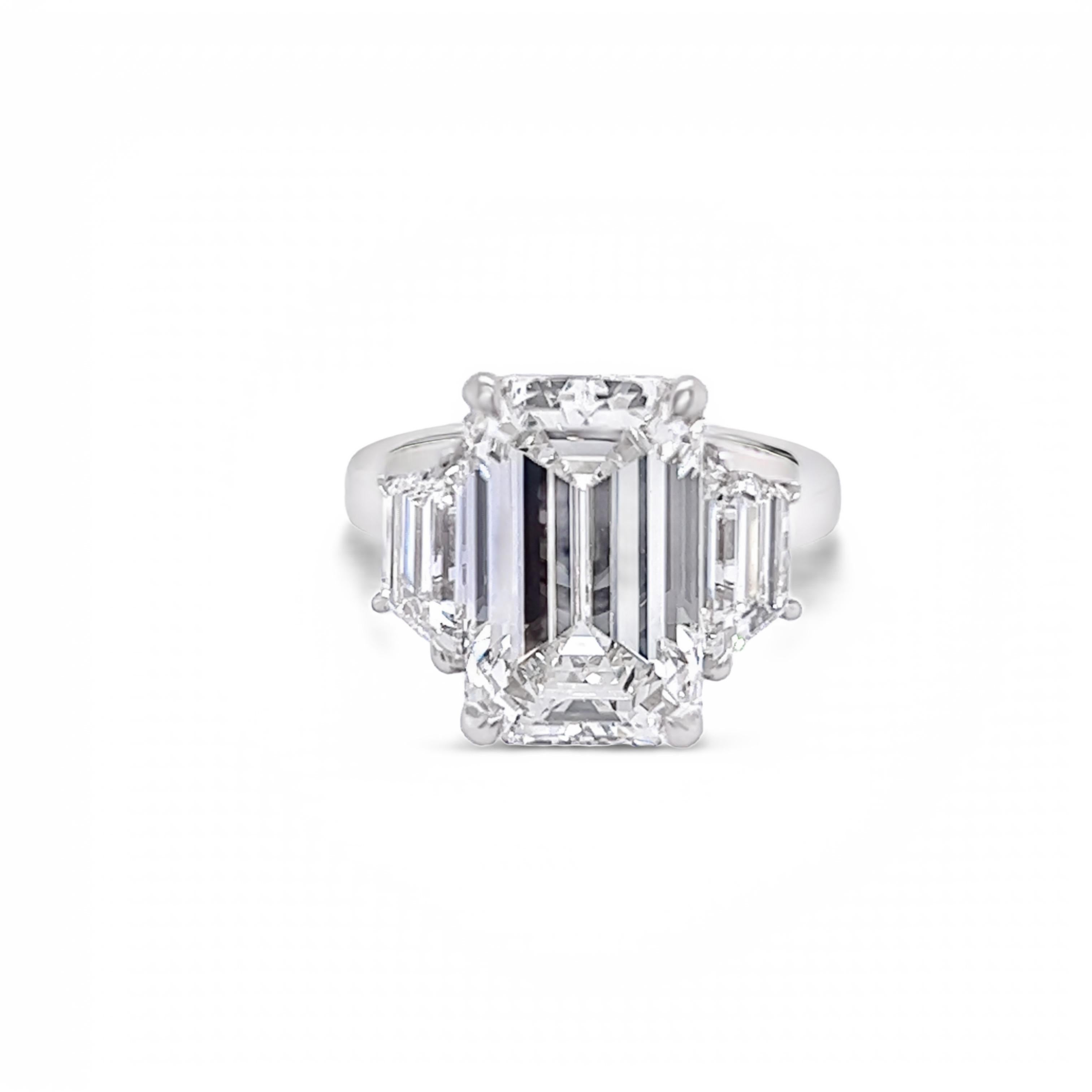 David Rosenberg 7.27 Carat Emerald Cut H VS1 GIA Diamond Engagement Ring In New Condition For Sale In Boca Raton, FL