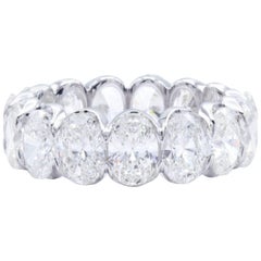 David Rosenberg 7.40 Carat Oval Shape 18 Karat White Gold Diamond Eternity Band