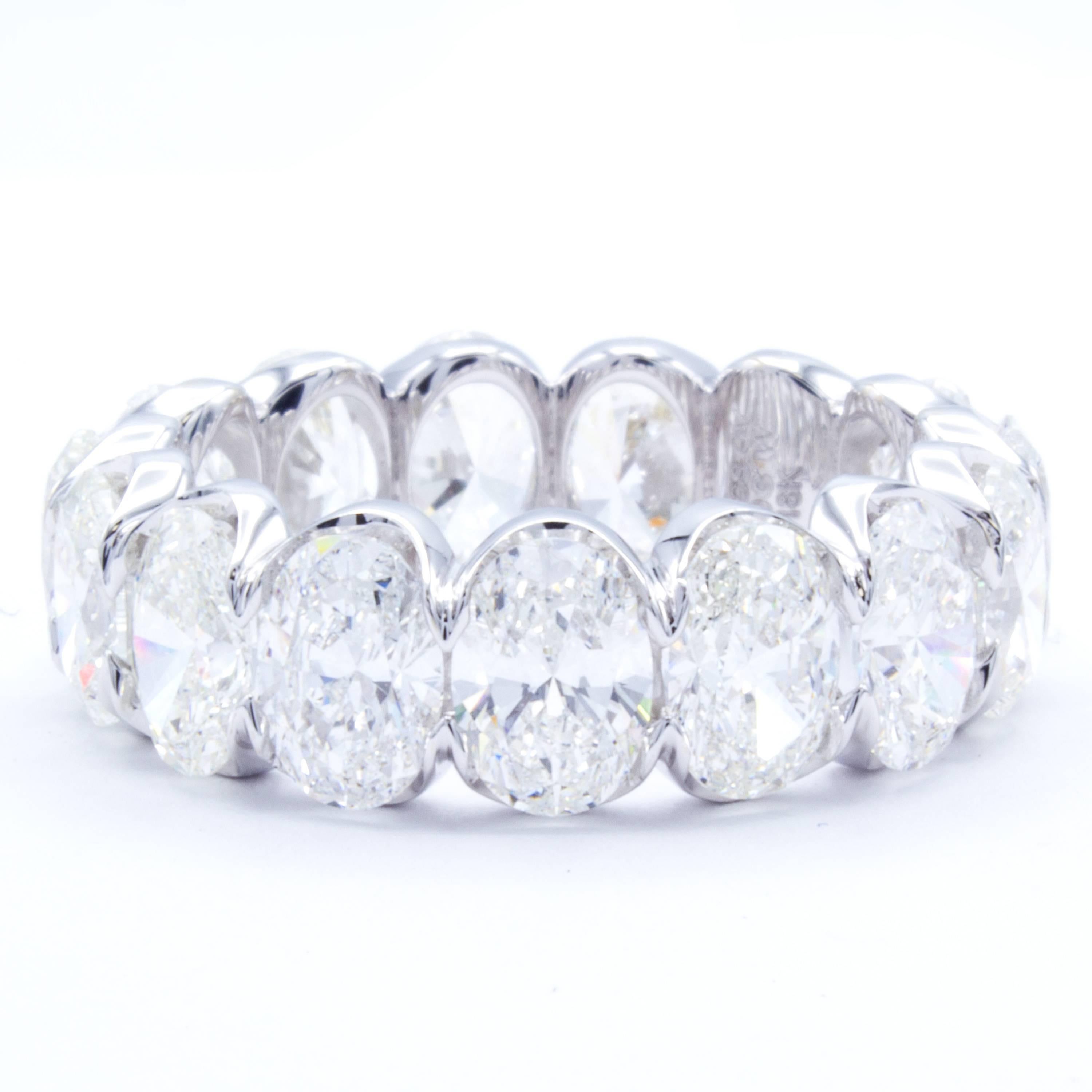 Modern David Rosenberg 7.40 Carat Oval Shape 18 Karat White Gold Diamond Eternity Band