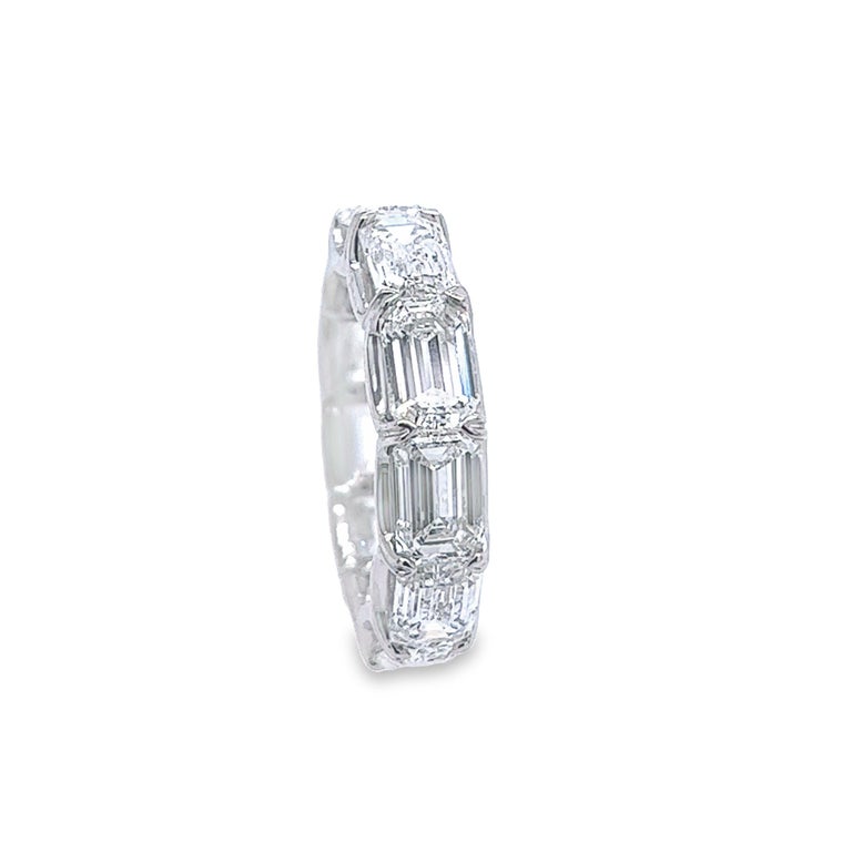 David Rosenberg 7.77 Total Carats Emerald Cut GIA Diamond Eternity Wedding Band In New Condition For Sale In Boca Raton, FL