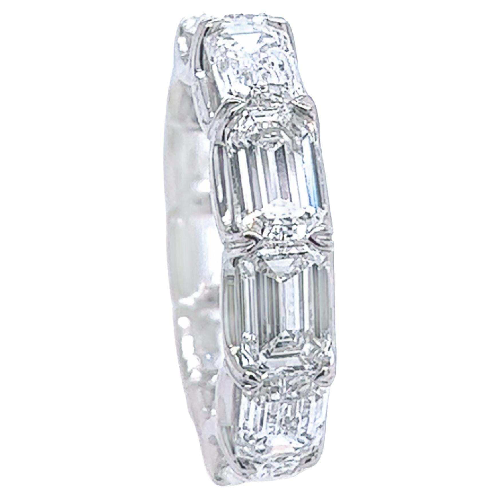 David Rosenberg, alliance d'éternité en diamants taille émeraude de 7,77 carats au total, certifiés GIA