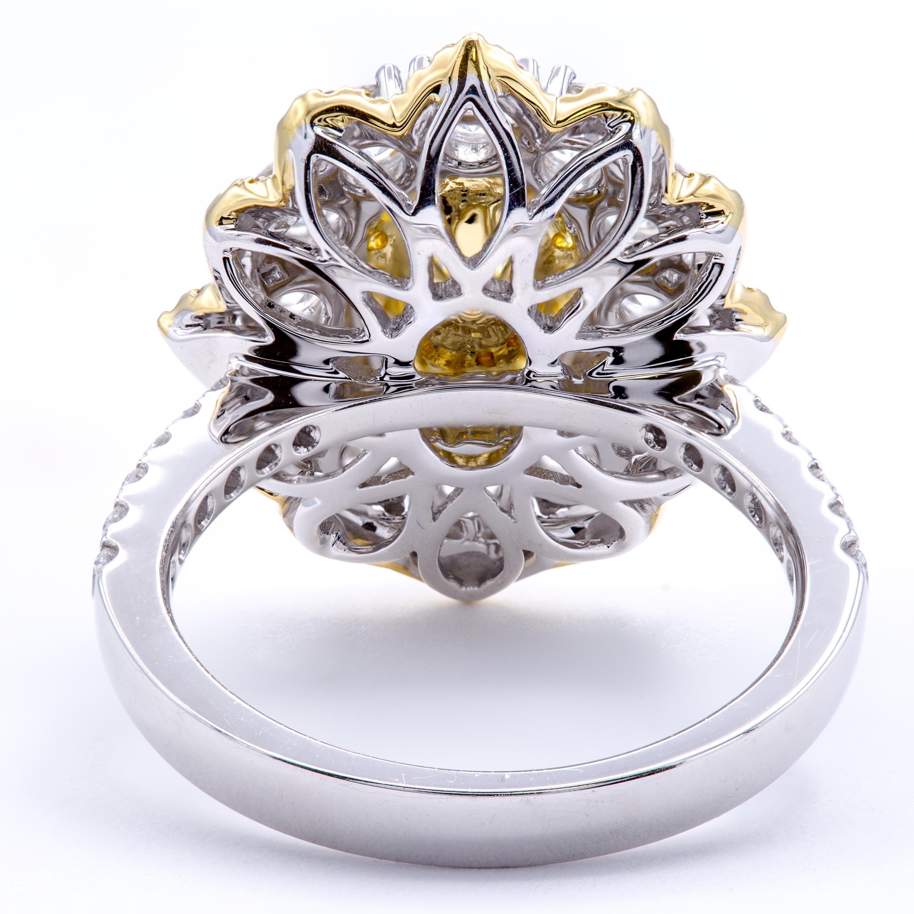 David Rosenberg .78 Ct Oval Fancy Yellow Orange GIA Flower Design Diamond Ring In New Condition In Boca Raton, FL