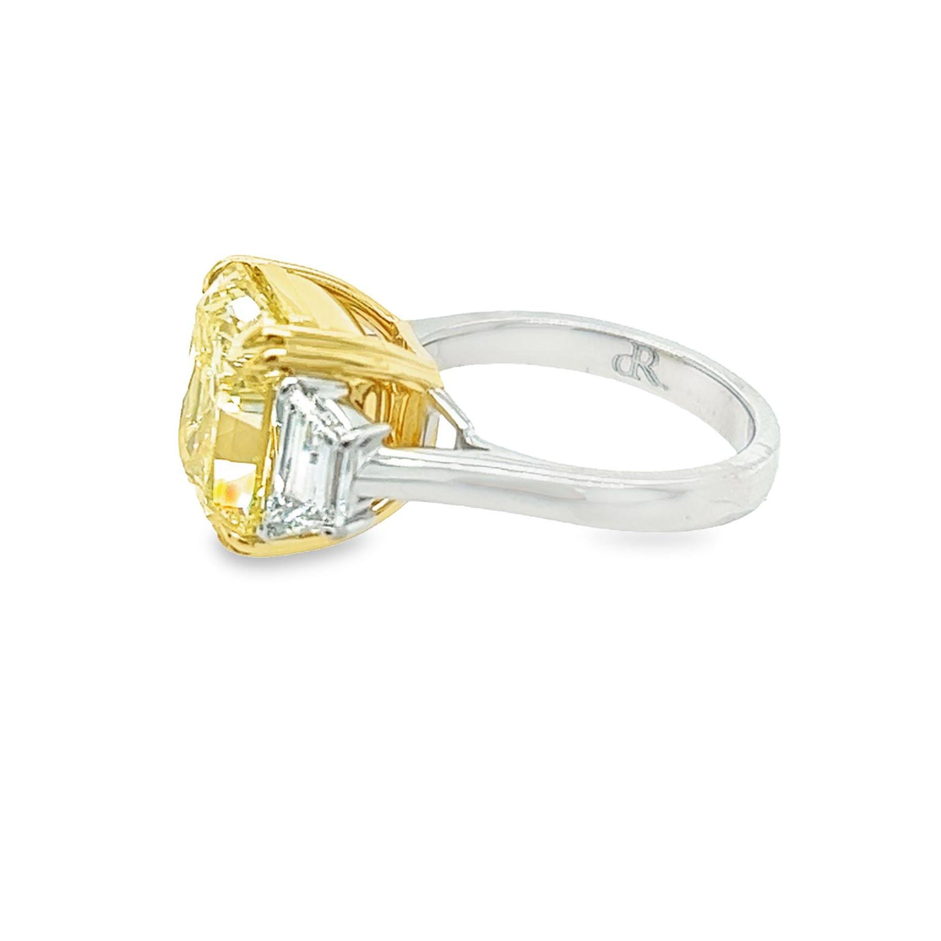 David Rosenberg 7.81 Carat Radiant Fancy Yellow VS1 GIA Diamond Engagement Ring In New Condition For Sale In Boca Raton, FL