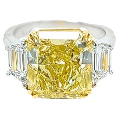 David Rosenberg 7.81 Carat Radiant Fancy Yellow VS1 GIA Diamond Engagement Ring