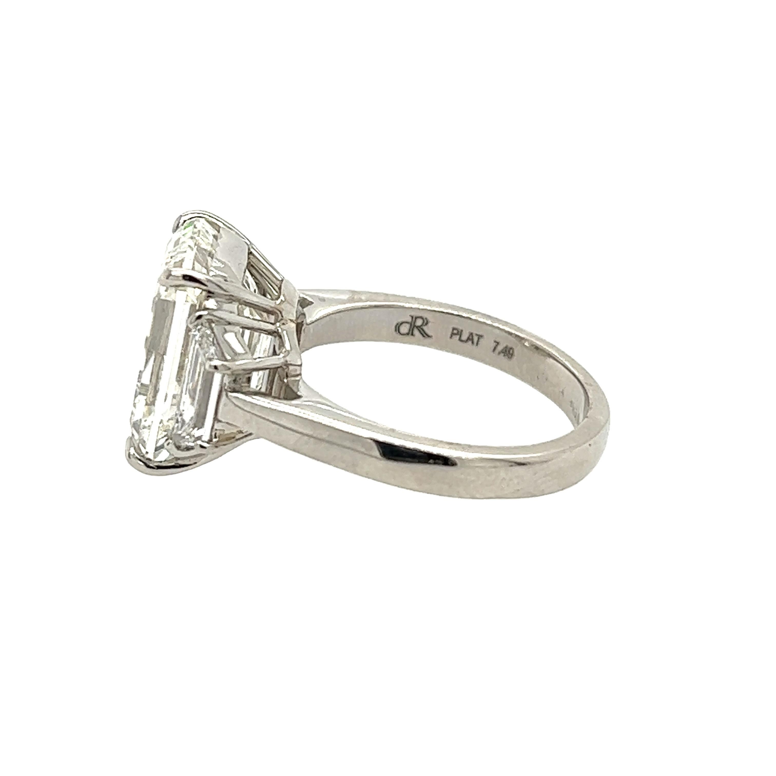 Modern David Rosenberg 7.94 Carat Emerald Cut GIA 3 Stone Diamond Engagement Ring