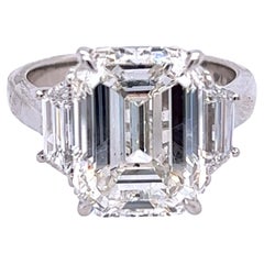 David Rosenberg 7.94 Carat Emerald Cut GIA 3 Stone Diamond Engagement Ring